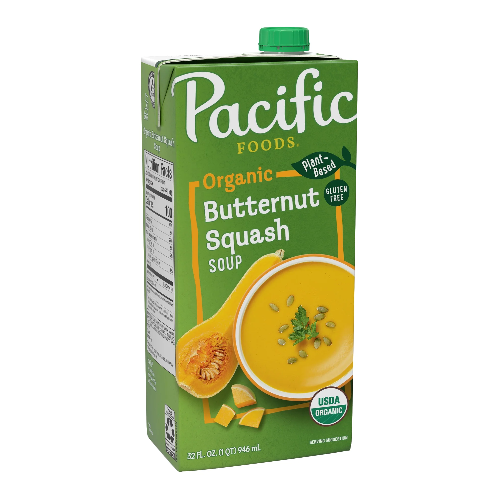 (3 pack) Pacific Foods Organic Butternut Squash Soup, 32 oz Carton