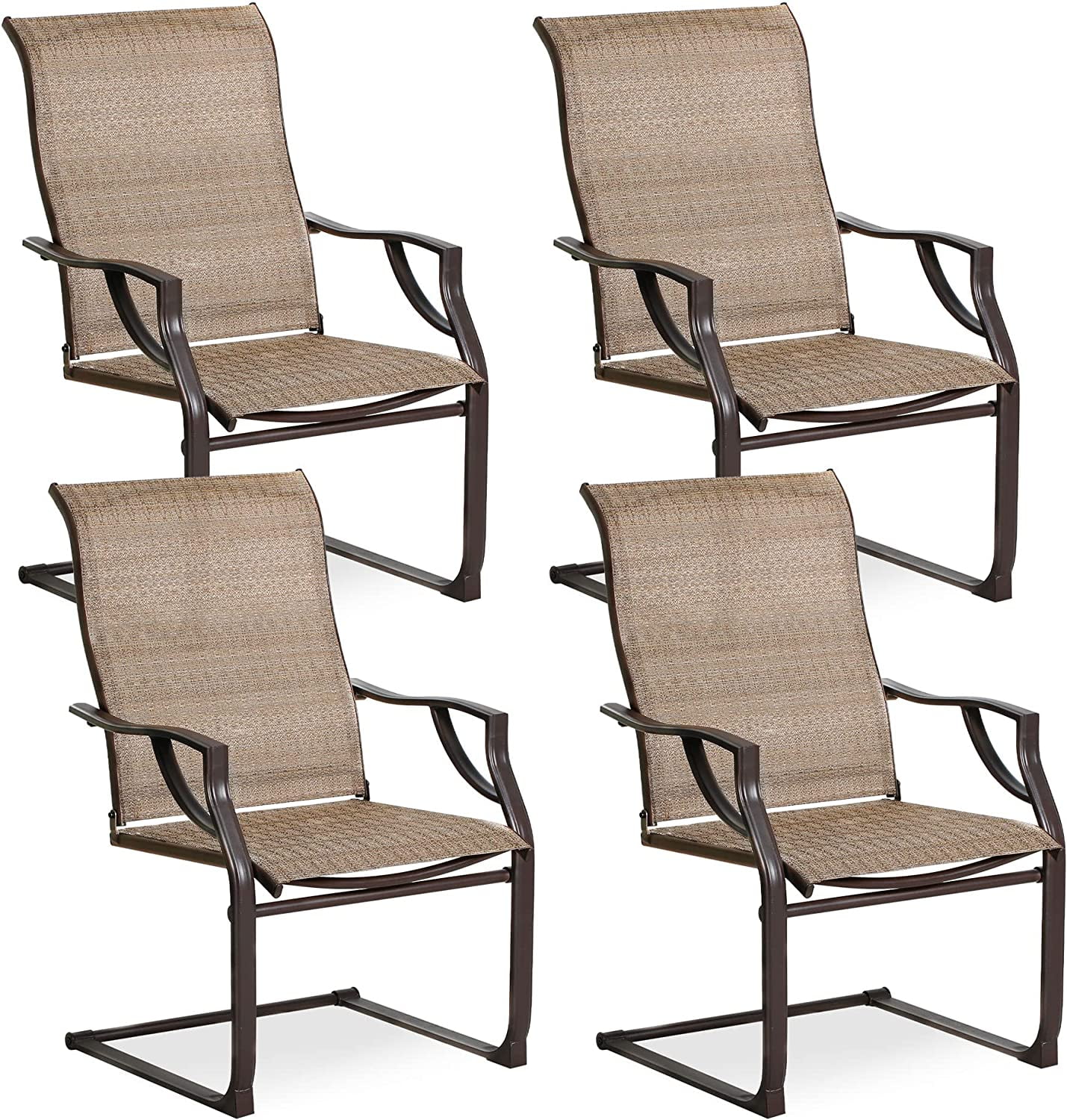 BALI OUTDOORS All-Weather Spring Motion Textile Patio Dining Chairs Set of 4 for Outdoor Lawn Garden Backyard