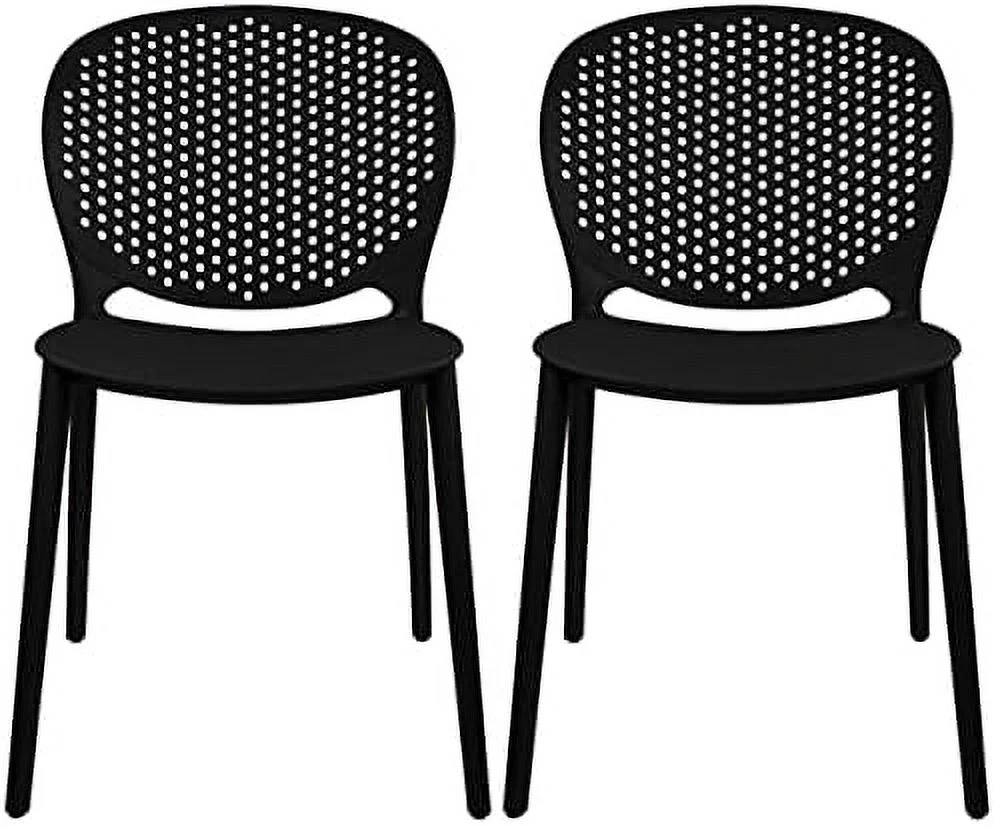 YPDCHB Modern Pool Patio Chairs  Plastic Armless Dining Side Chairs for Indoor or Outdoor Use  Black