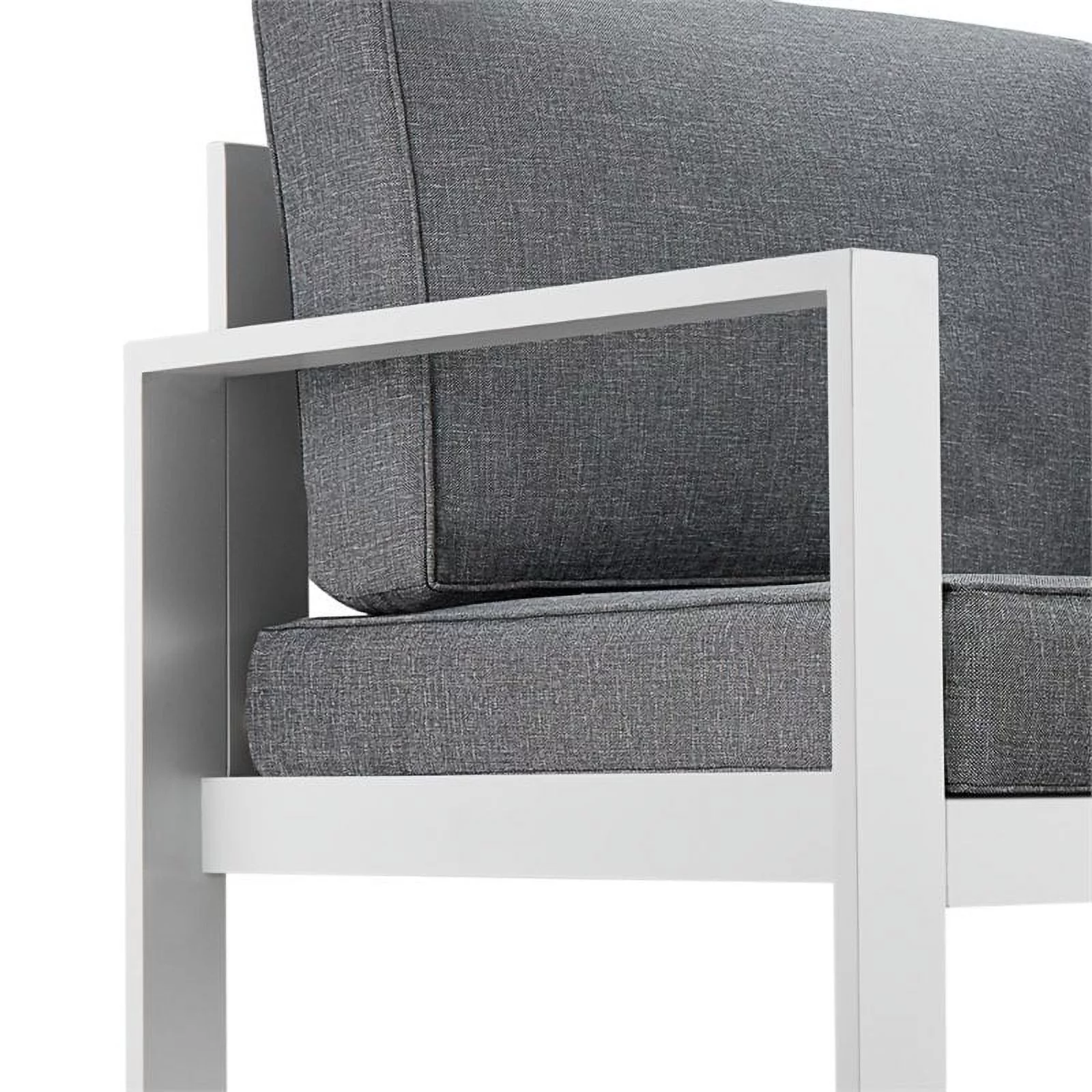 Home Square 3 Piece Patio Garden Set with Bench and 2 Patio Chairs in Gray/White