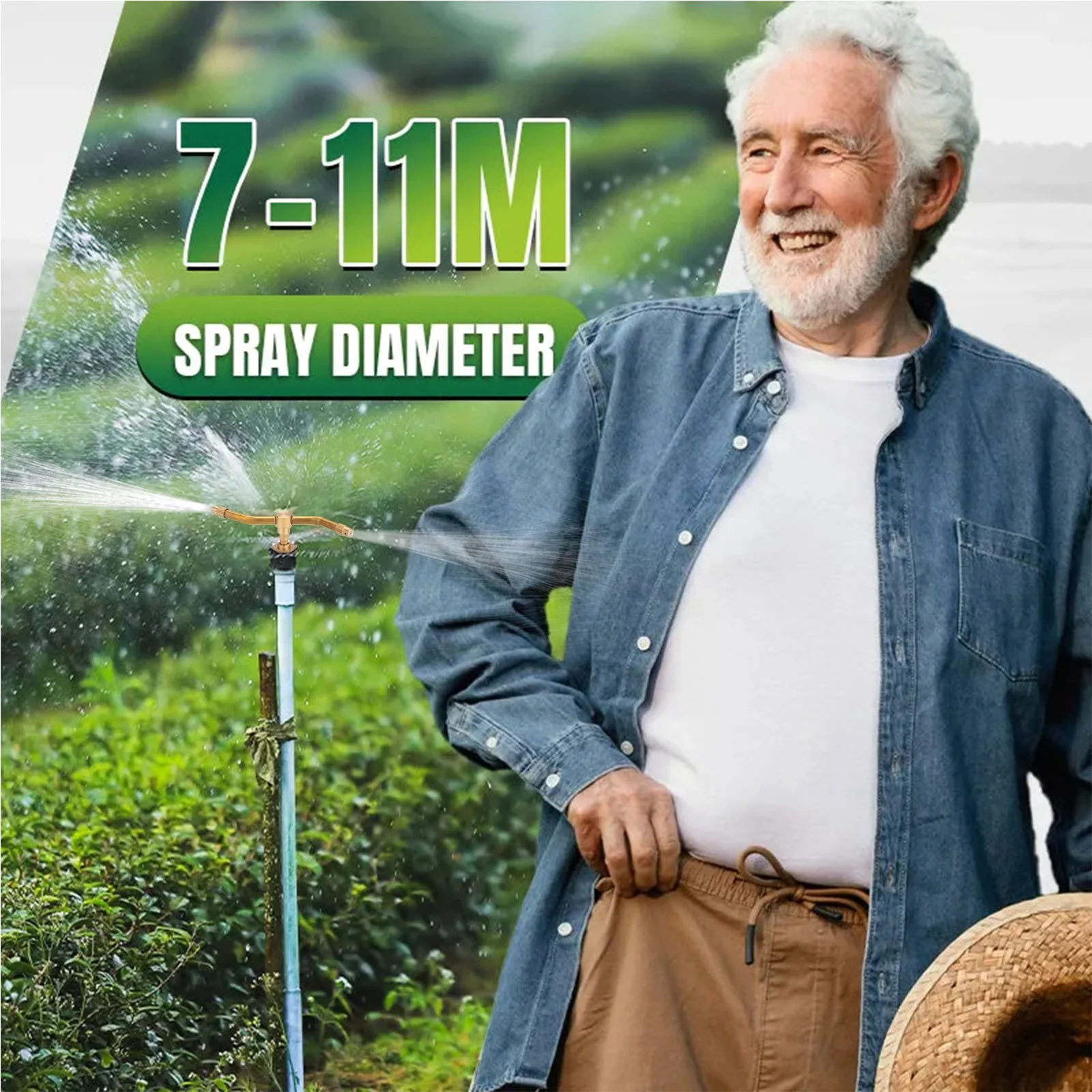 MVNSFEW Automatic Rotating Sprinkler Copper 2 Pronged 4 Prong Nozzle 4 Points Automatic Rotating Watering Device Garden Irrigation Water