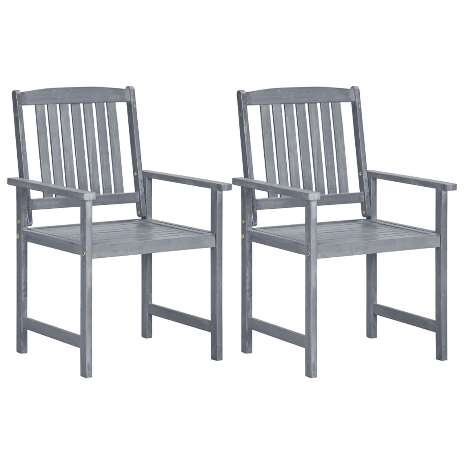 OWSOO Garden Chairs 2 pcs Gray Solid Acacia Wood