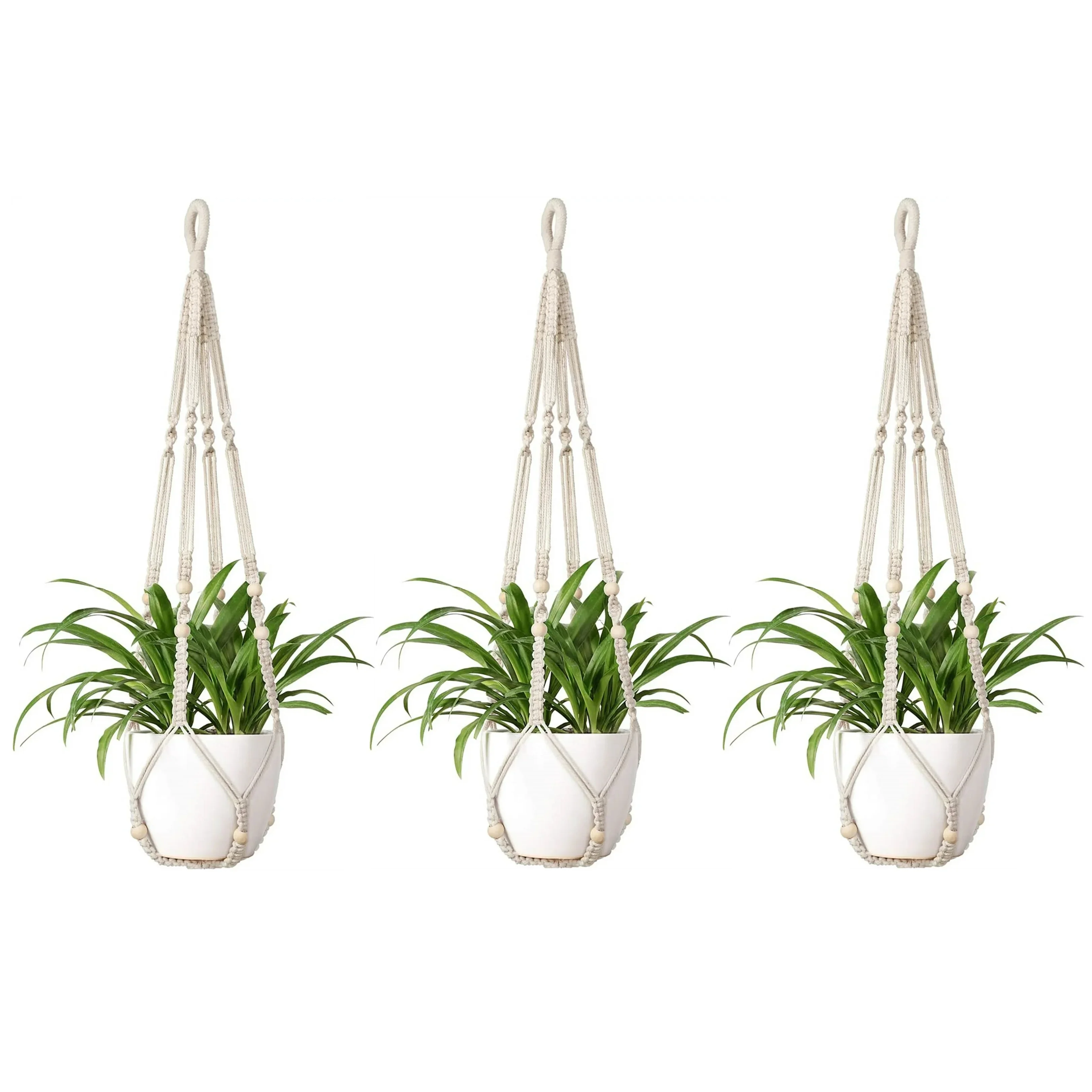 TETOU 3pcs Macrame Plant Hanger Ivory 35