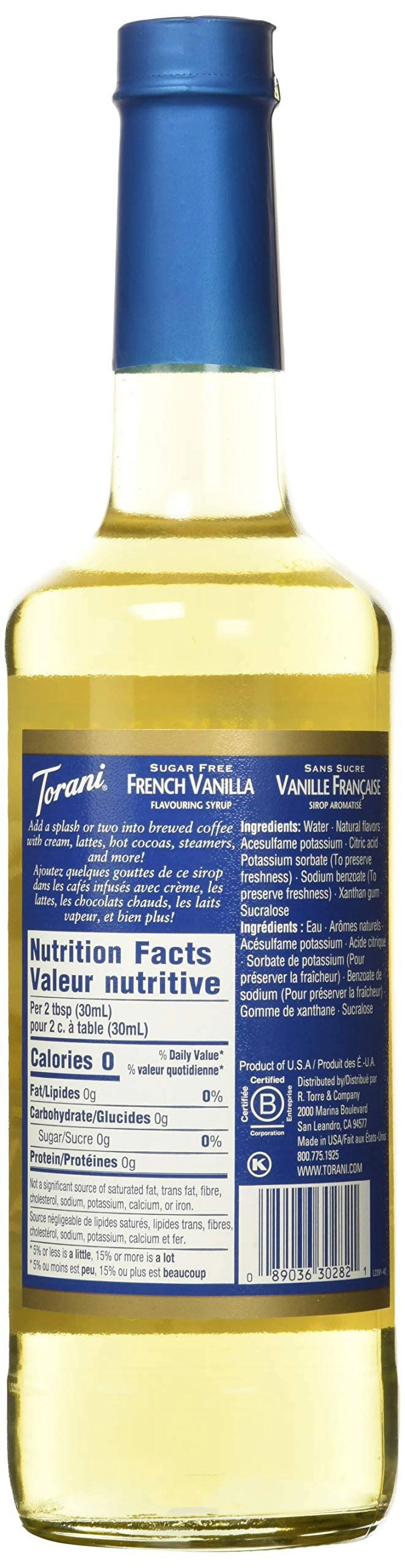 Torani Sugar Free French Vanilla Syrup, 25.35 Oz