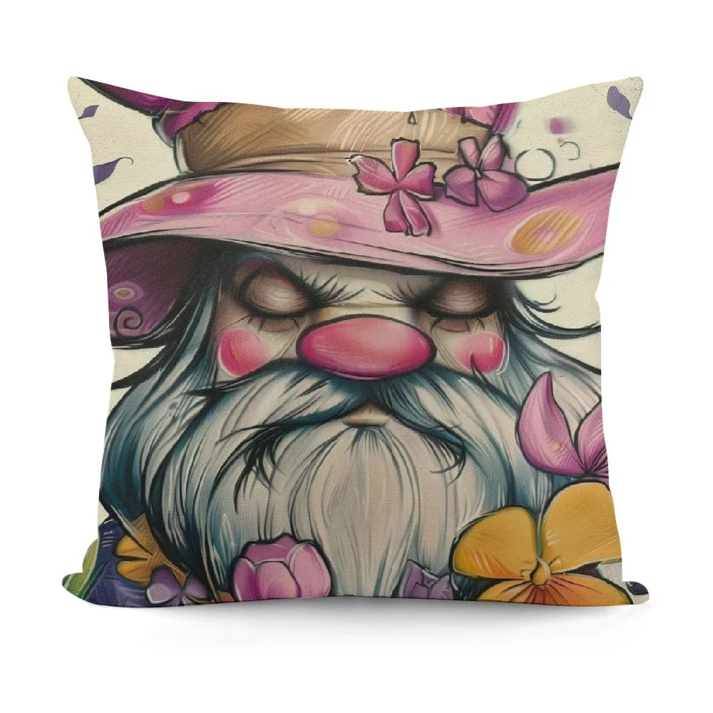 Nawypu Happy Easter Bunny Gnome Decorative Throw Pillow Covers 18 x 18, Bless This Nest Rabbit Ears Eggs Porch Outdoor Home Decor, Carrot Tulip Flower Colorful Stripes Couch Cushion Case