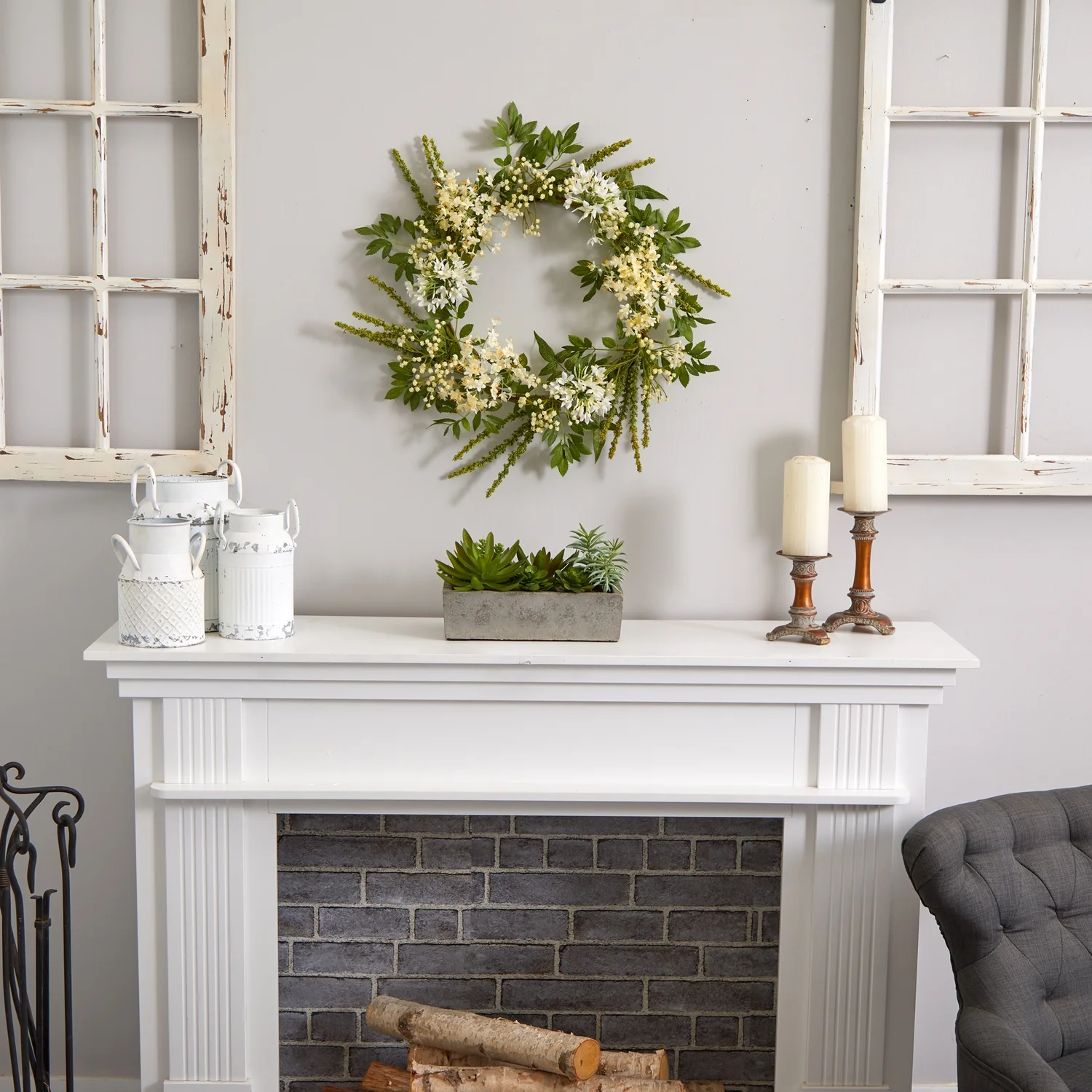 HomeStock Antique Succulent Garden With Concrete Planter