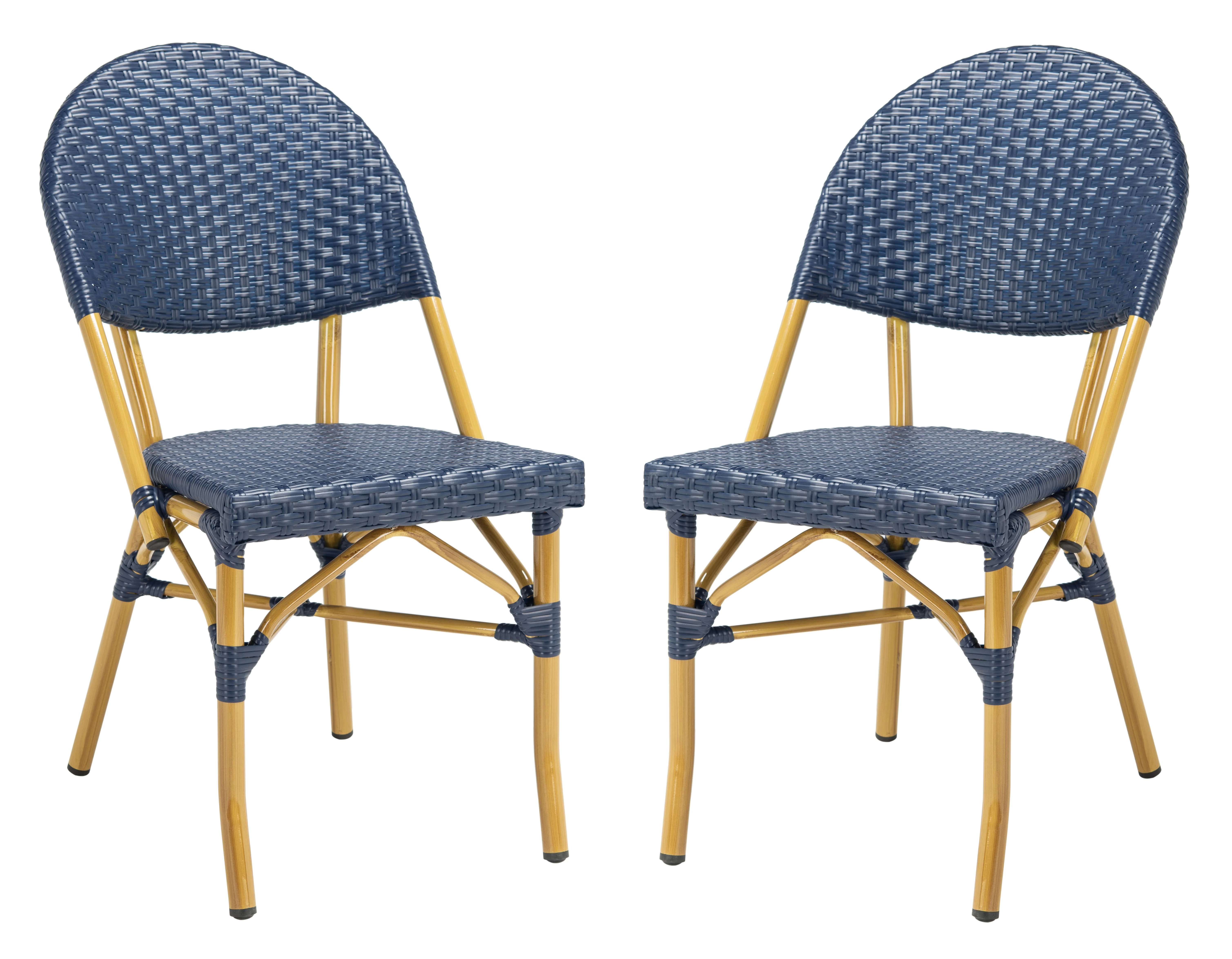 SAFAVIEH Barrow Outdoor Patio Stacking Chair, Navy, Set of 2