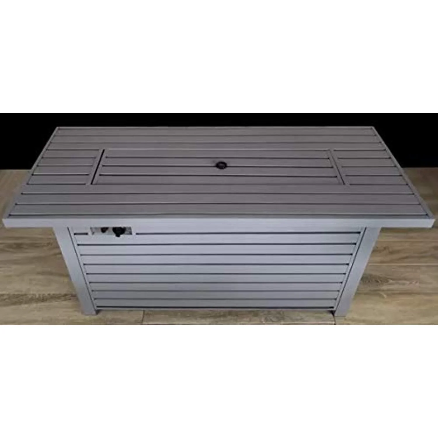 Living Source International Steel Outdoor Fire Pit Table with Lid (Gray) 25 H X 54 W X 22 D