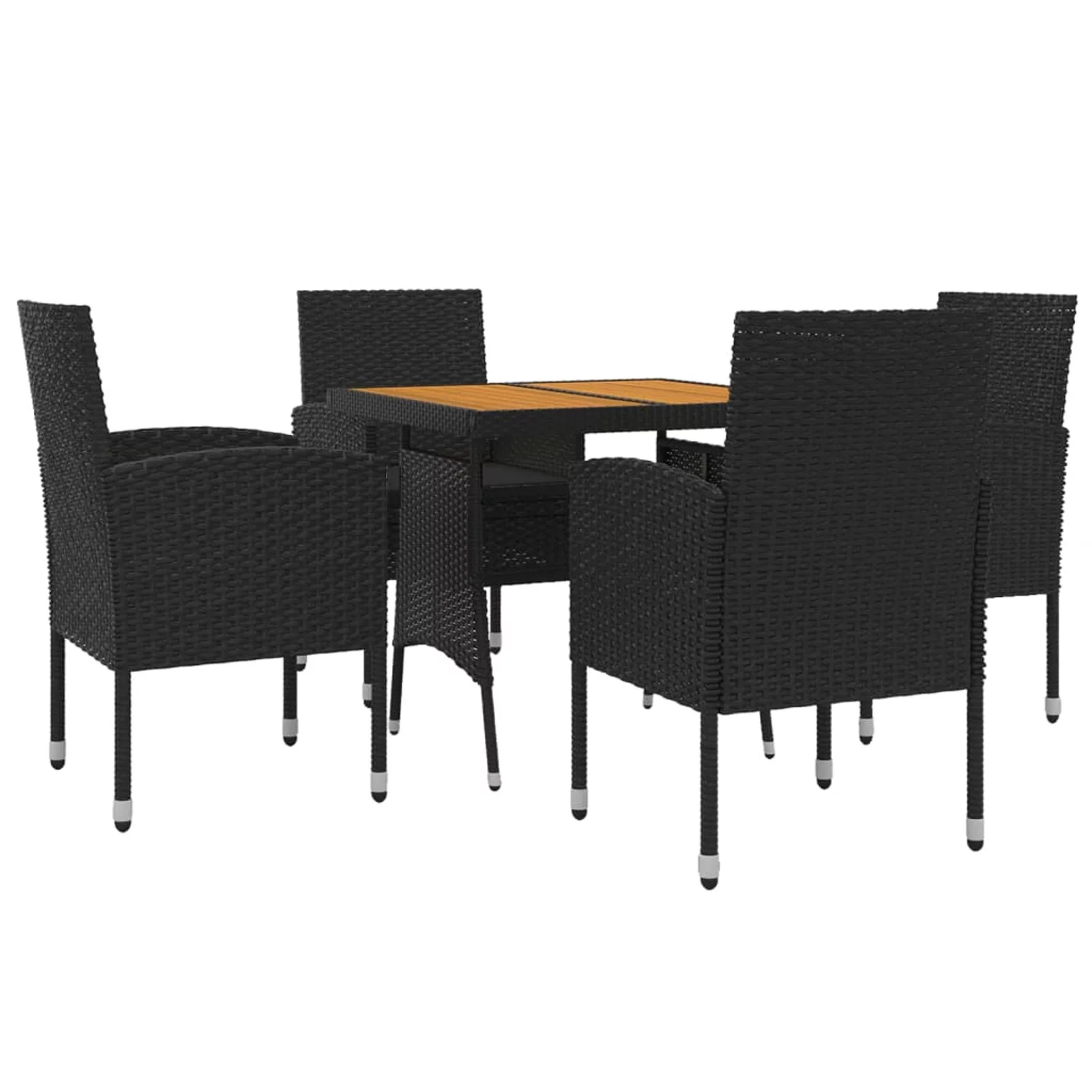 Aibecy 5 Piece Patio Dining Set Poly Rattan Black