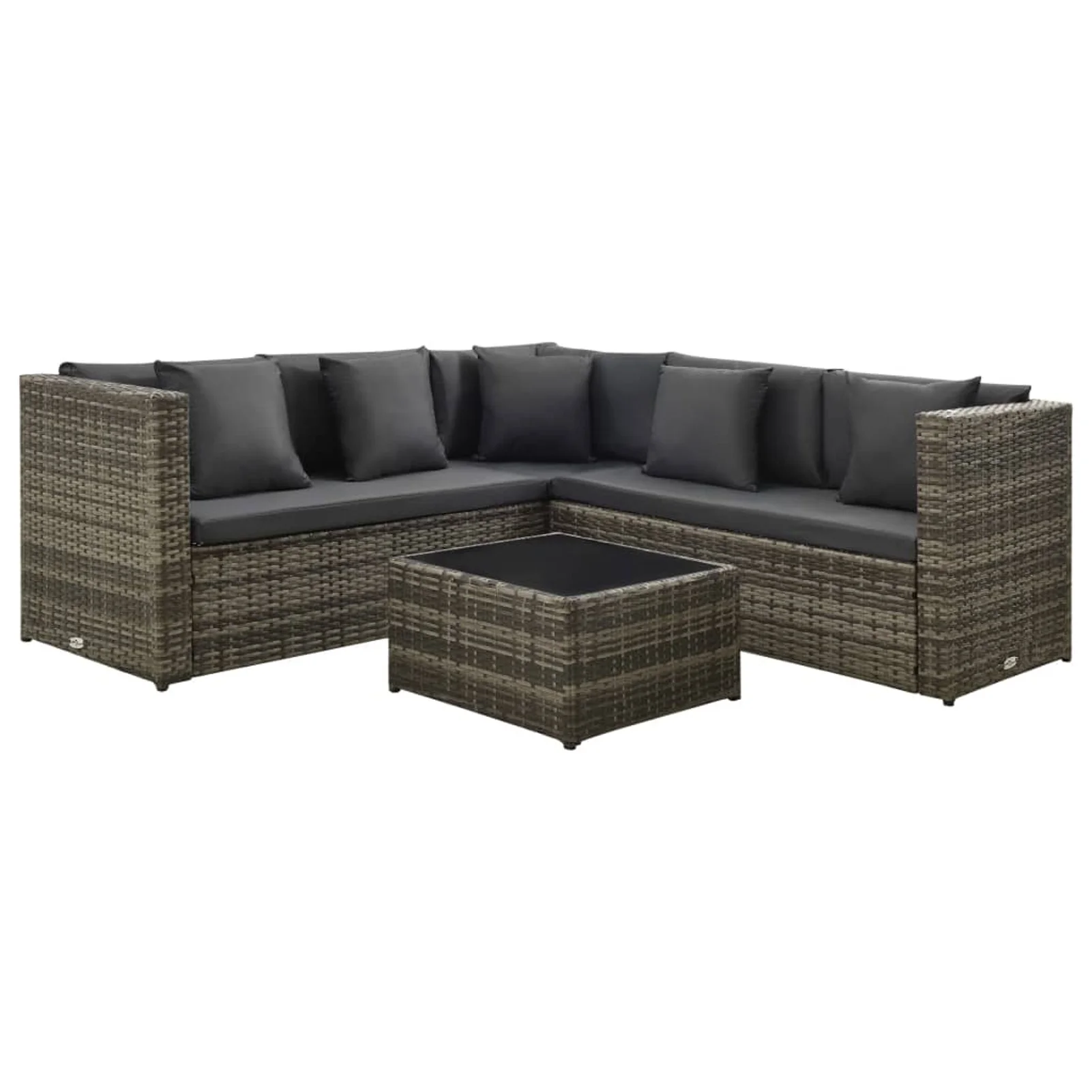 Andoer parcel,Poly Rattan Coffee Table Set With Cushions Set Lazy4 Piece LazyFurniture Sofa WithSofa Conversation SetPatioSofa Set Furniture Set 4 Barash