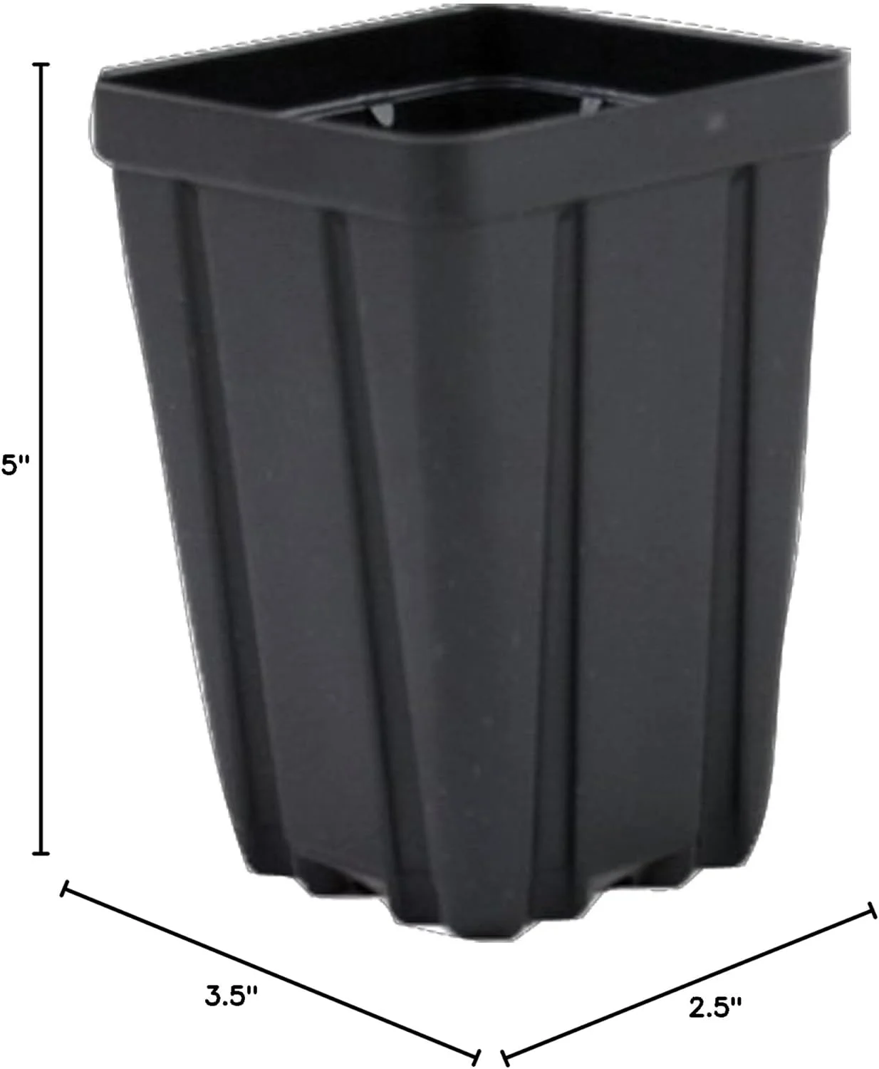 Square Greenhouse Pots 3.5 Inch X 5 Inch- Black - Plastic - Deep - Qty 50