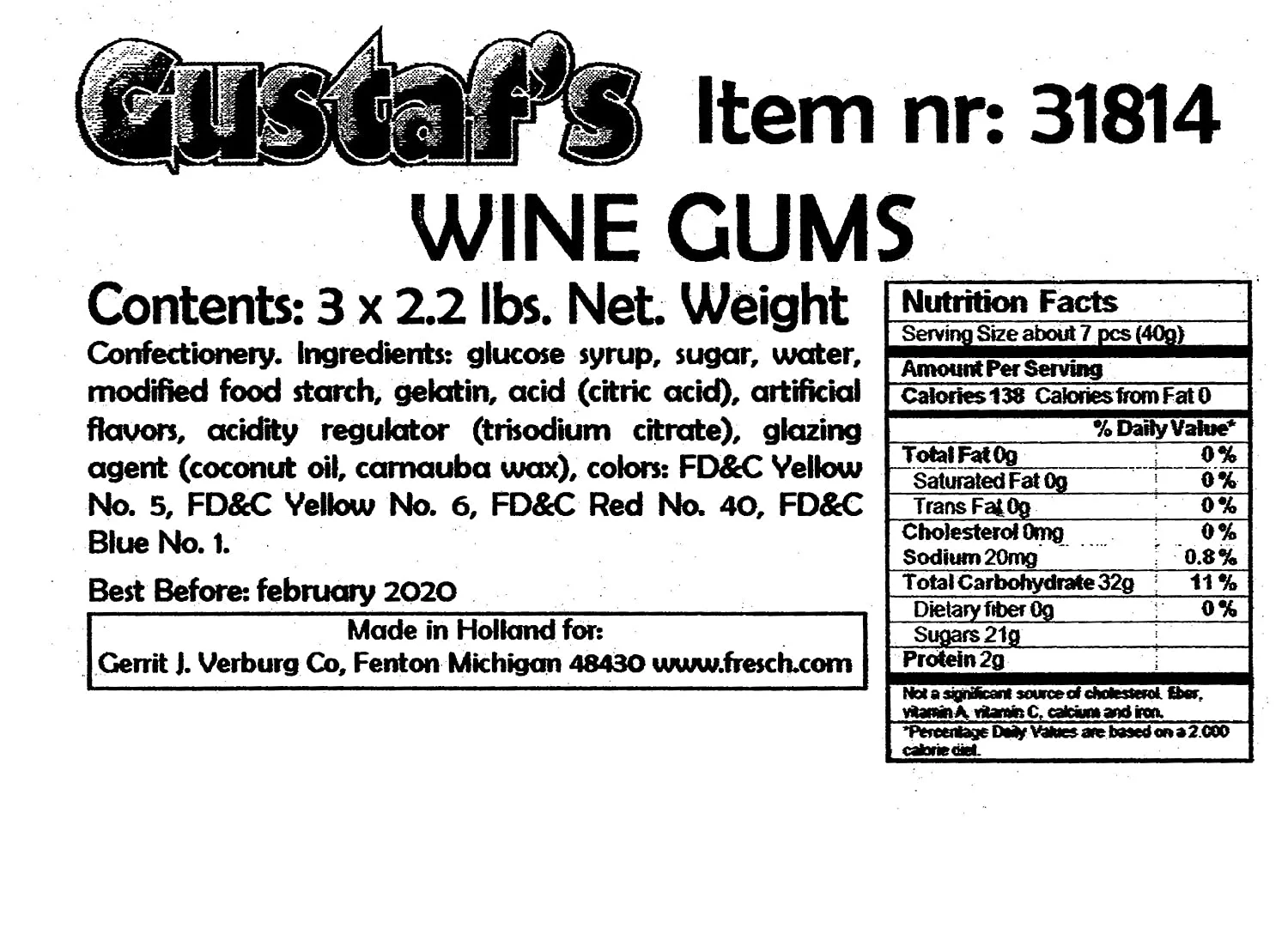 Wine Gums, 2.2 Pound Bulk Bag