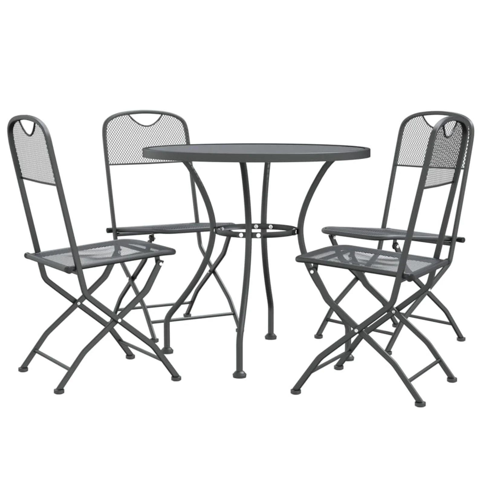 Andoer 5 Piece Patio Dining Set Expanded Metal Mesh Anthracite