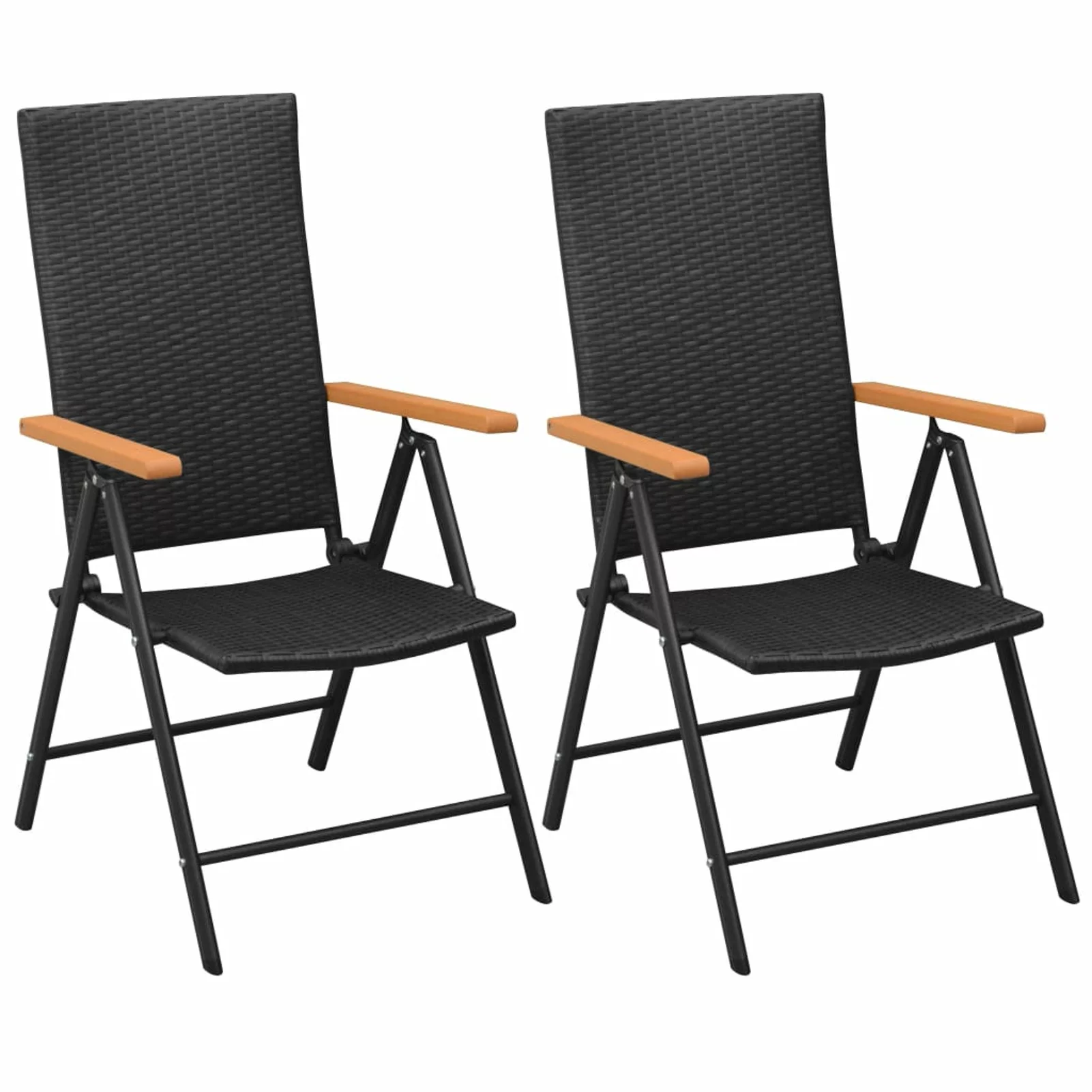 Irfora Stackable Patio Chairs 2 pcs Poly Rattan Black