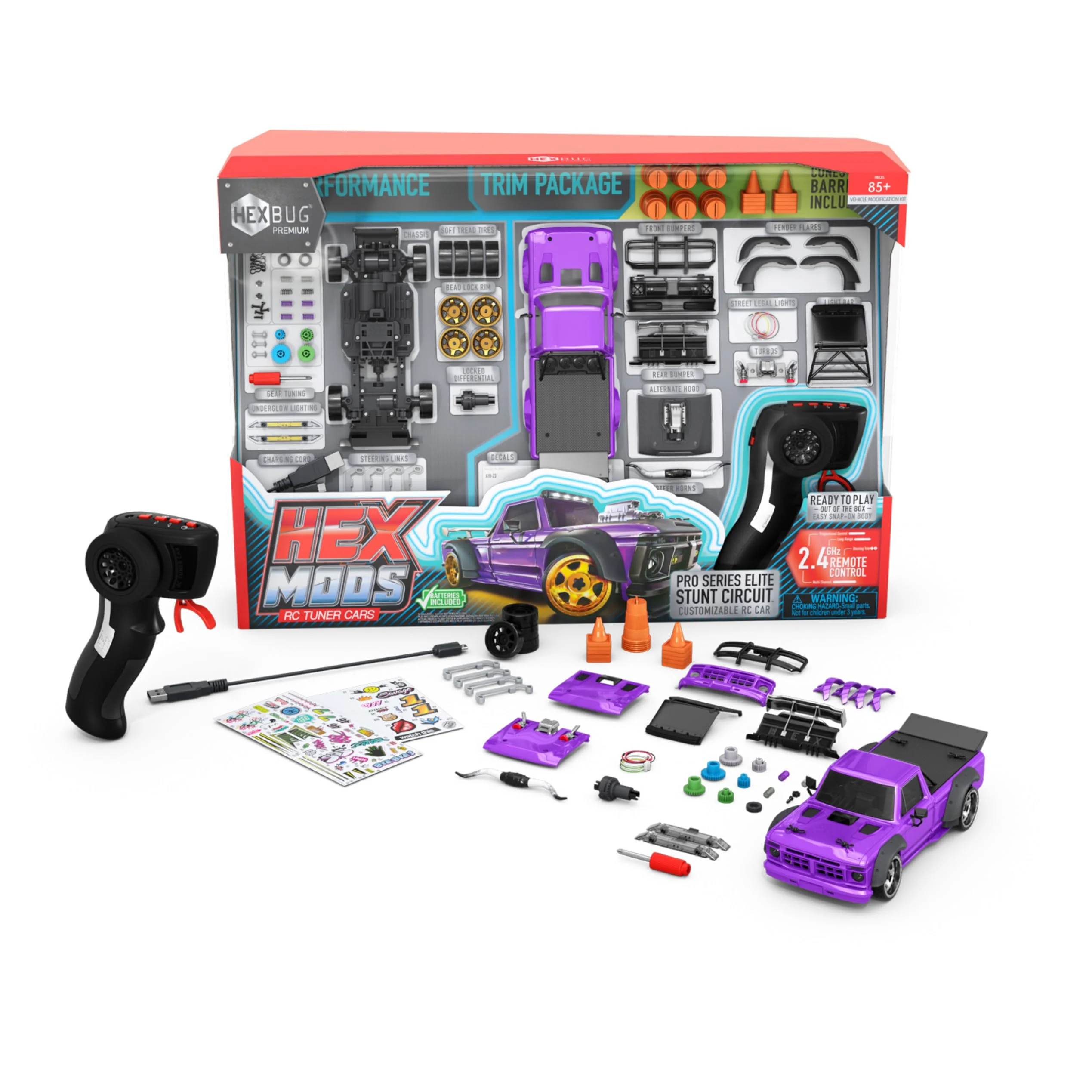 HEXBUG HEXMODS Pro Series Elite Stunt Circuit, Rechargeable Remote Control Car, Model Car Kits for Kids & Adults, STEM Toys for Kids Ages 14 & Up
