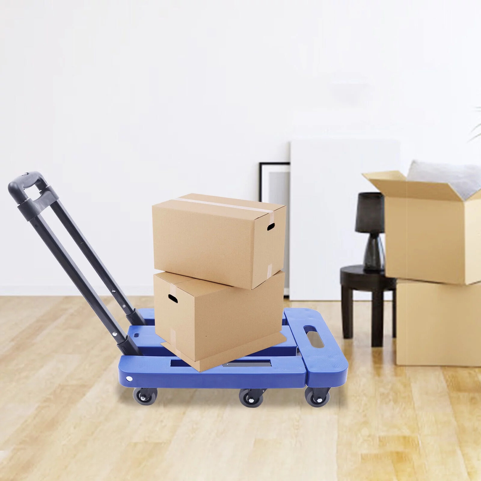 SHZICMY 220Lb Cart Folding Truck Hand Collapsible Push Pull Trolley Luggage Blue