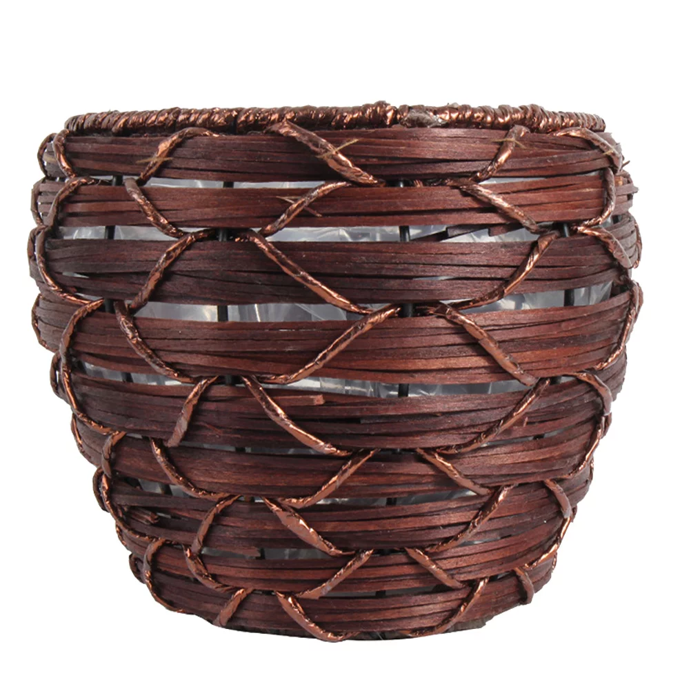 Guichaokj Handmade Woven Plastic Rattan Flower Basket Plant Pot Flower Arrangement Pot