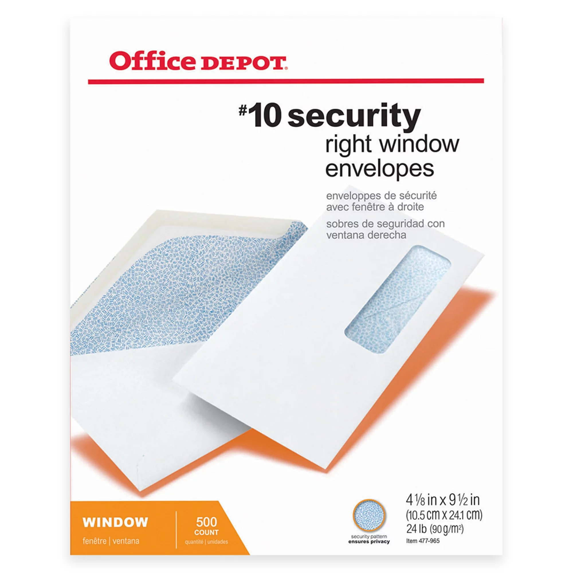 Office Depot Medical Claim Business Envelopes, #10 (4 1/8in. x 9 1/2in.), White, Box Of 500, 77175