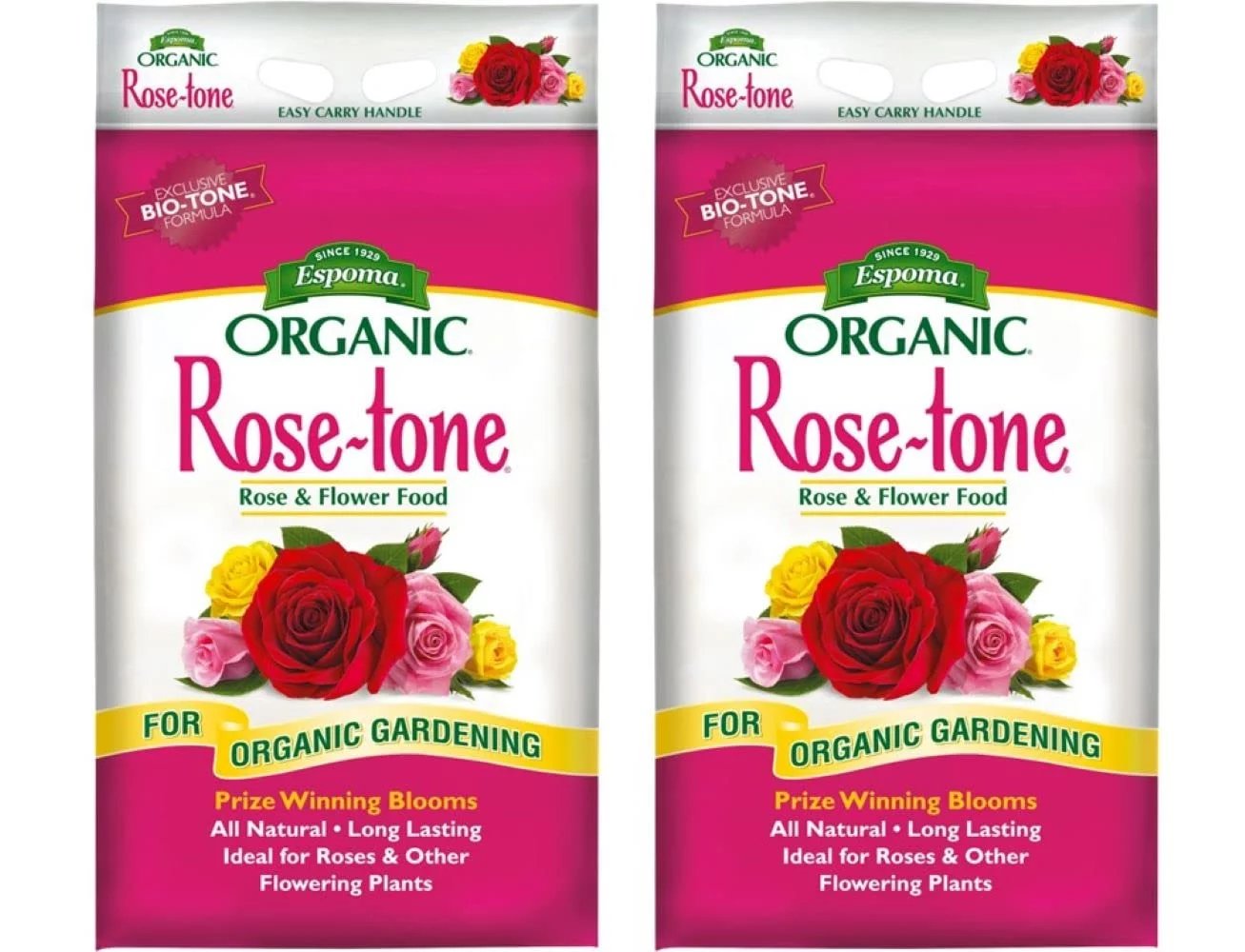 Espoma Organic Rose-Tone 4-3-2 Organic Fertilizer for All Types of Roses and Other Flowering Plants. Promotes Vigorous Green Growth and Abundant Blooms. 18 lb. Bag - 2 Pack