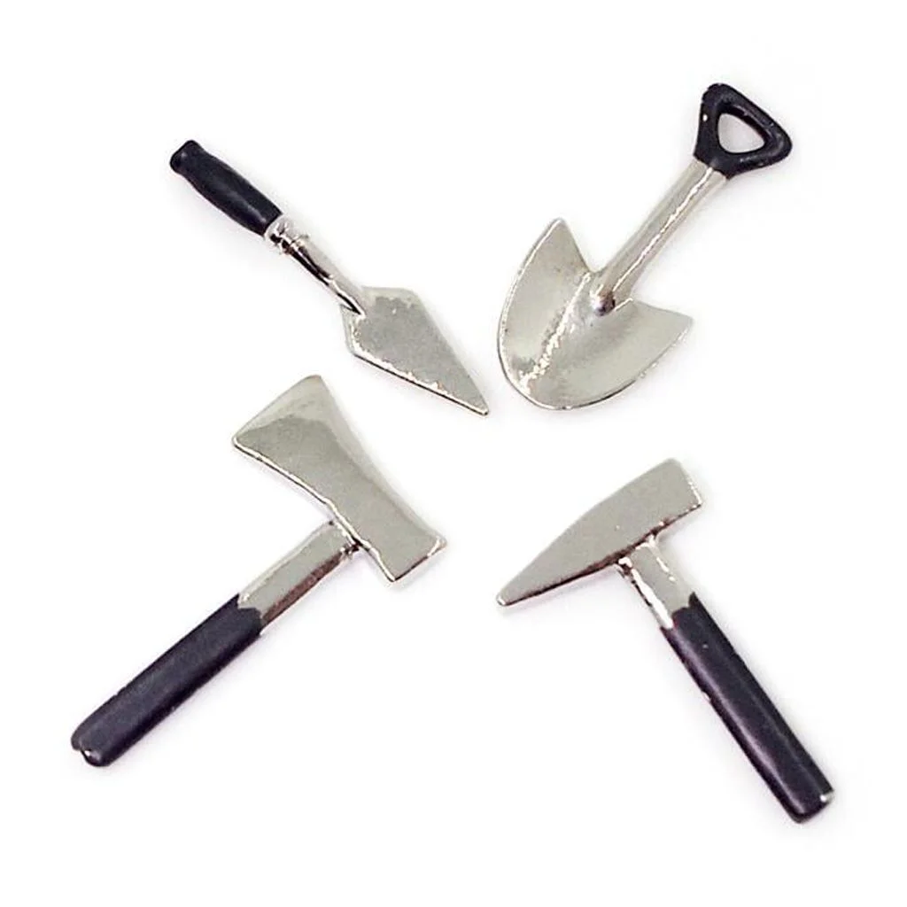 MERIGLARE 5xDollhouse Miniature Alloy Metal Gardening Tool Set Fairy Garden Doll Toy 5 Pcs
