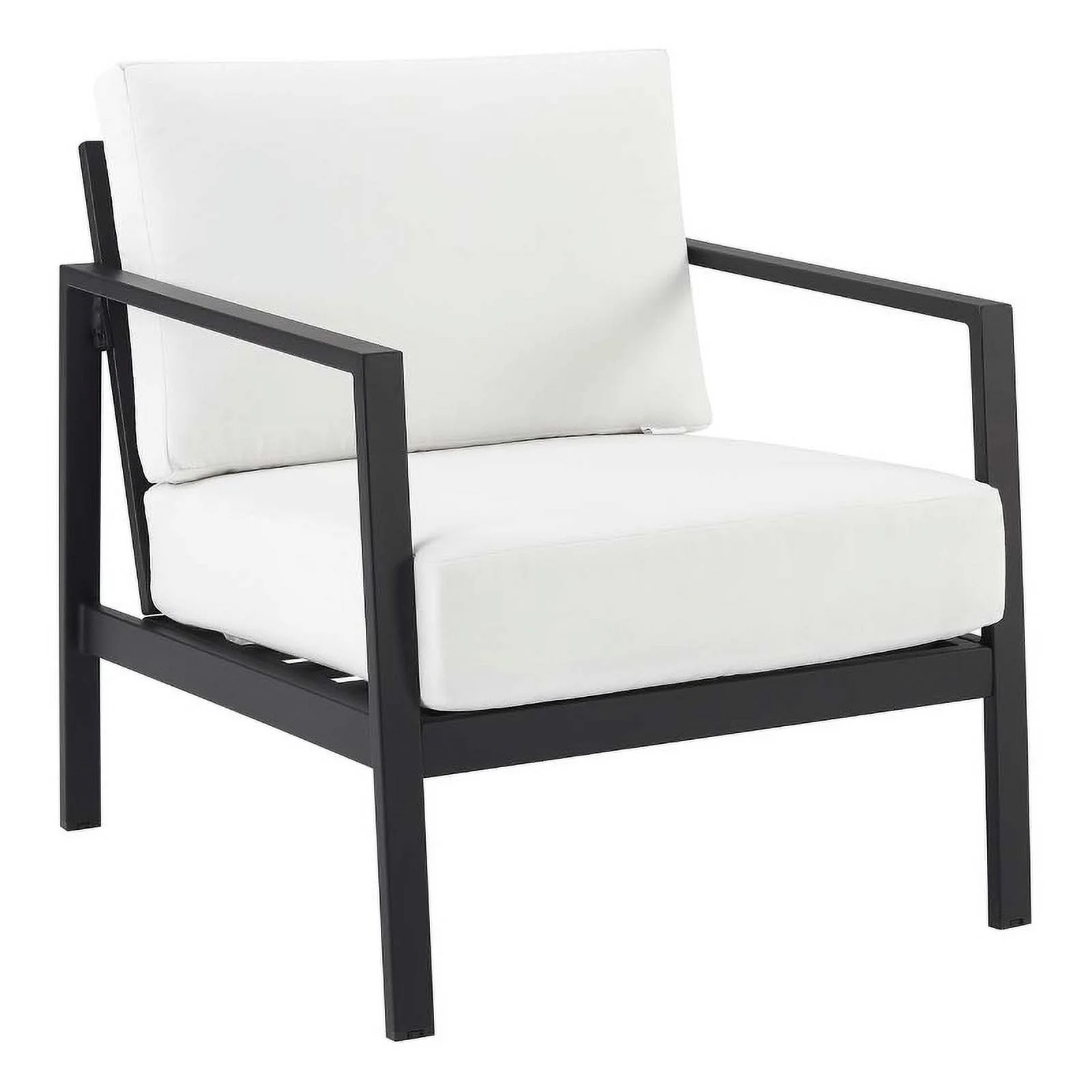 Afuera Living 3 Piece Outdoor Chair & Table Set White Cushions in Black Aluminum