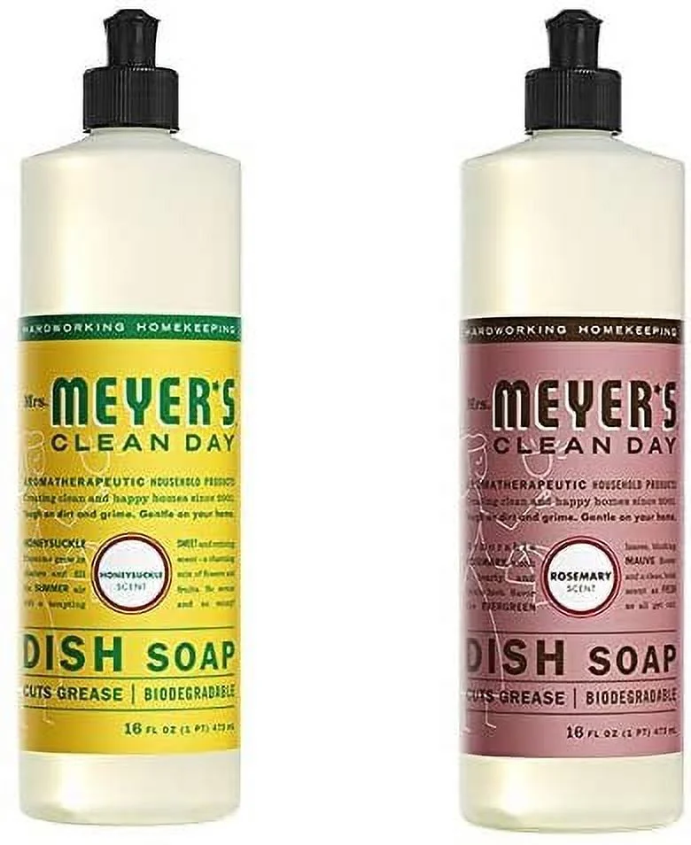 Liquid Dish Soap, Cruelty Free Formula, 1 Pack Honeysuckle, 1 Pack Rosemary, 16 OZ each