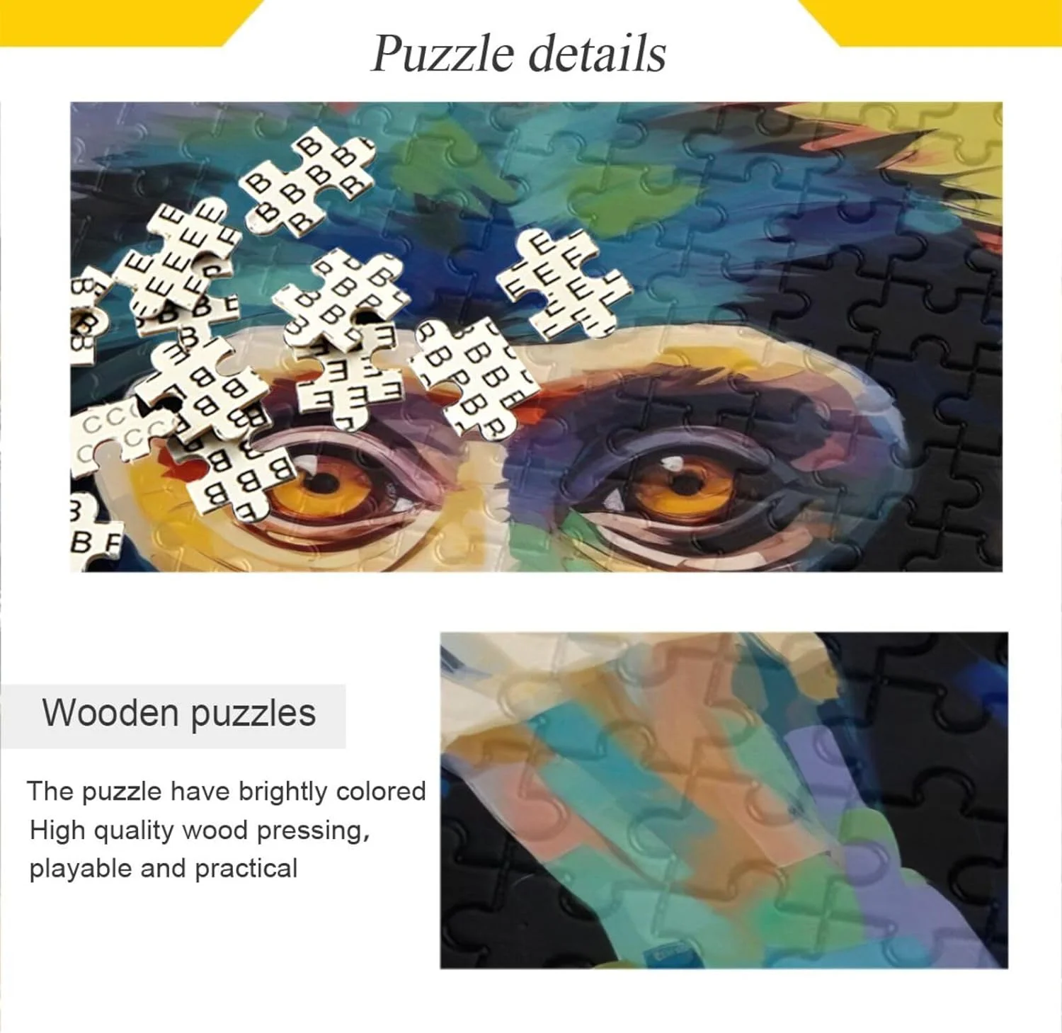 Coolnut Abstract Monkey Painting Puzzle 1000 Pieces - Wooden Jigsaw Puzzles for Family Games - Suitable for Teenagers and Adults