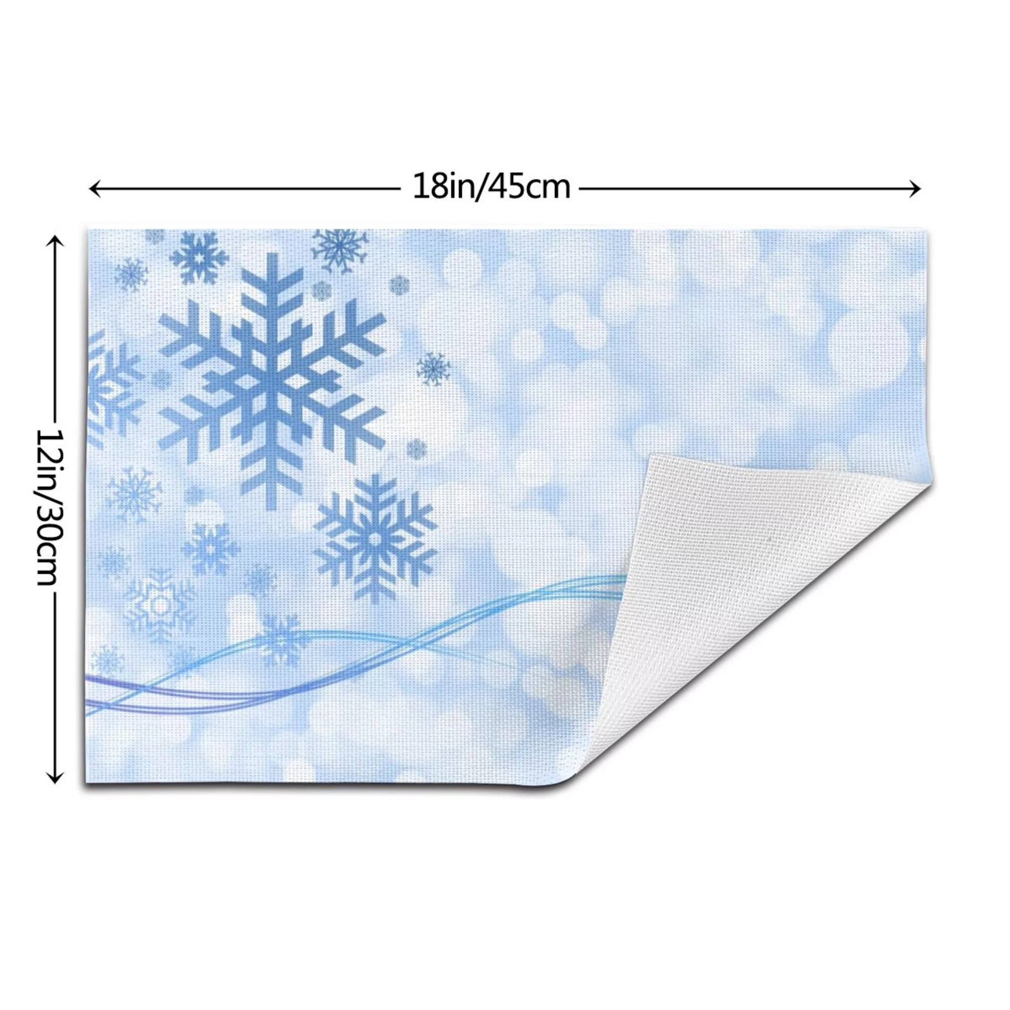 XMXY Woven Placemats Set of 6 PCS, Snow Crystals Cold Winter Table Mats Washable Heat Resistant Placemats
