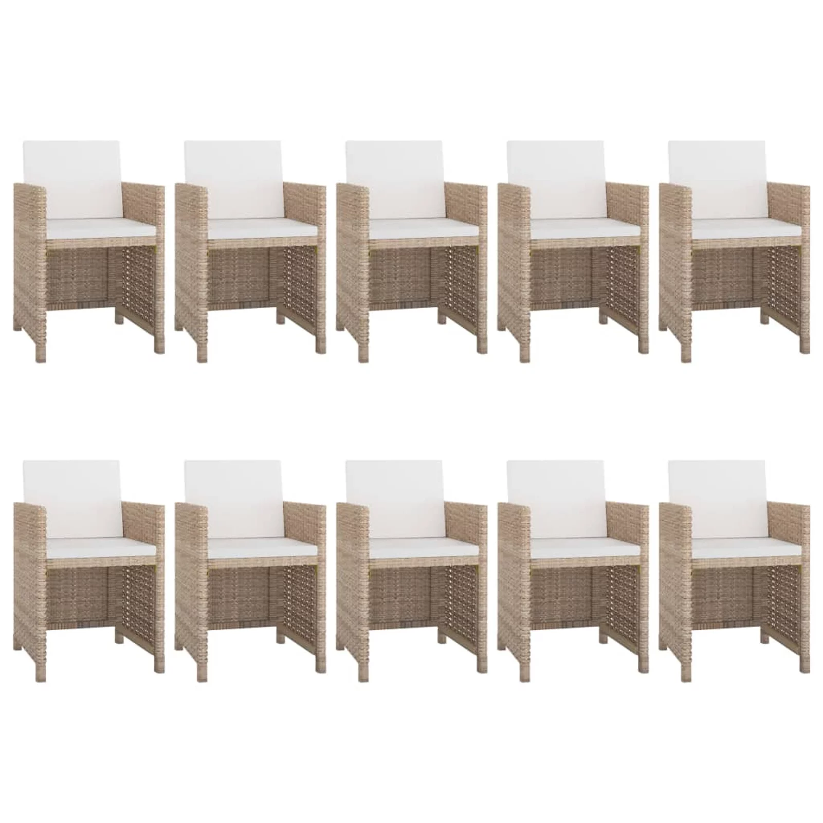 Walmeck 11 Piece Patio Dining Set with Cushions Poly Rattan Beige