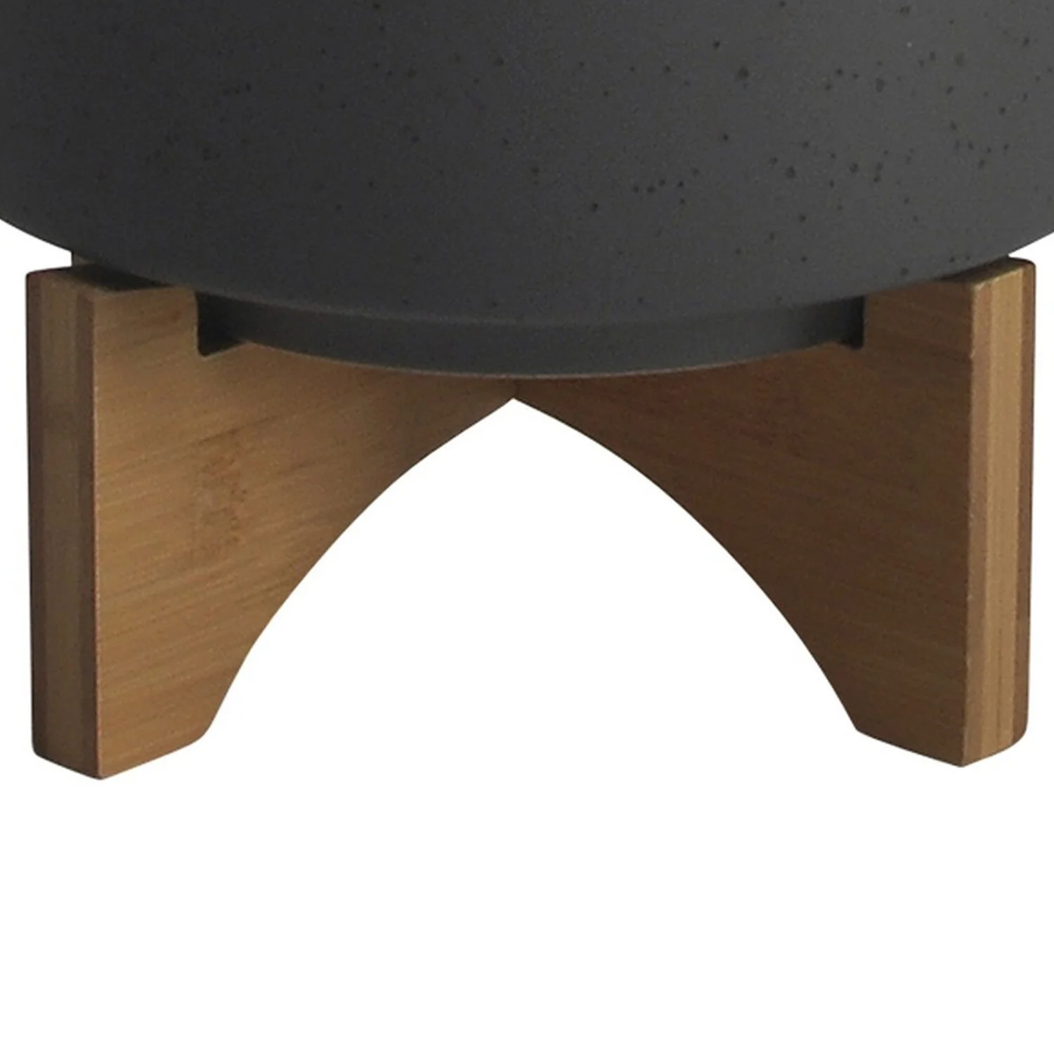 Planter with Textured Ceramic and Wooden Stand, Large, Gray