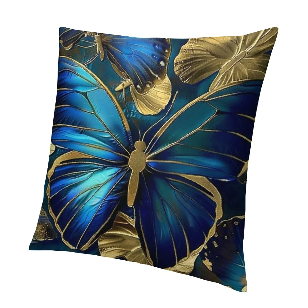 Xlo0ole Blue Butterfly and ， Throw Pillow Cushion Covers Used for Sofa,Bed,Farmhouse,Chair,Dining,Patio,Outdoor,Blue and Black White