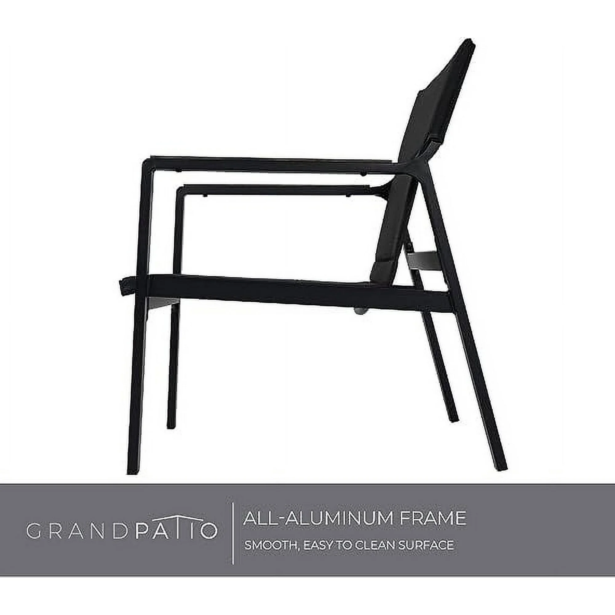 Grand Patio Osman 3-Pc Aluminum Patio Bistro Set with Mesh Sling Armchairs, Black