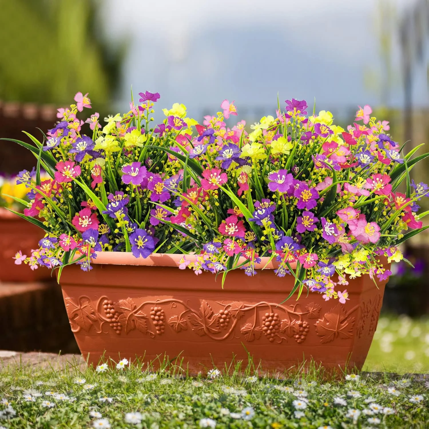 10 Bundles Artificial Flowers for Outdoors, Fake Silk Flowers Faux Plants UV Resistant for Hanging Planters Window Box Front Porch Indoor Outside Decorations (Mix Color)