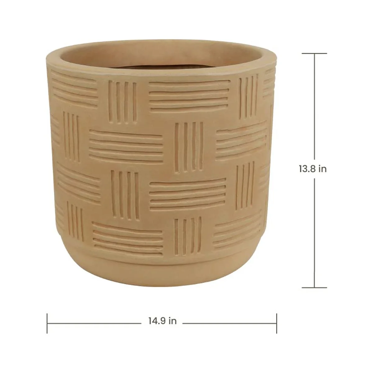 Ecobo 13.8 inches Eco-Friendly Round Pot Planter, Marajó A Indoor/Outdoor use, Durable, Versatile & Lightweight, Designed by Brazilian Artisans, Contemporary All-Weather Design - Orange