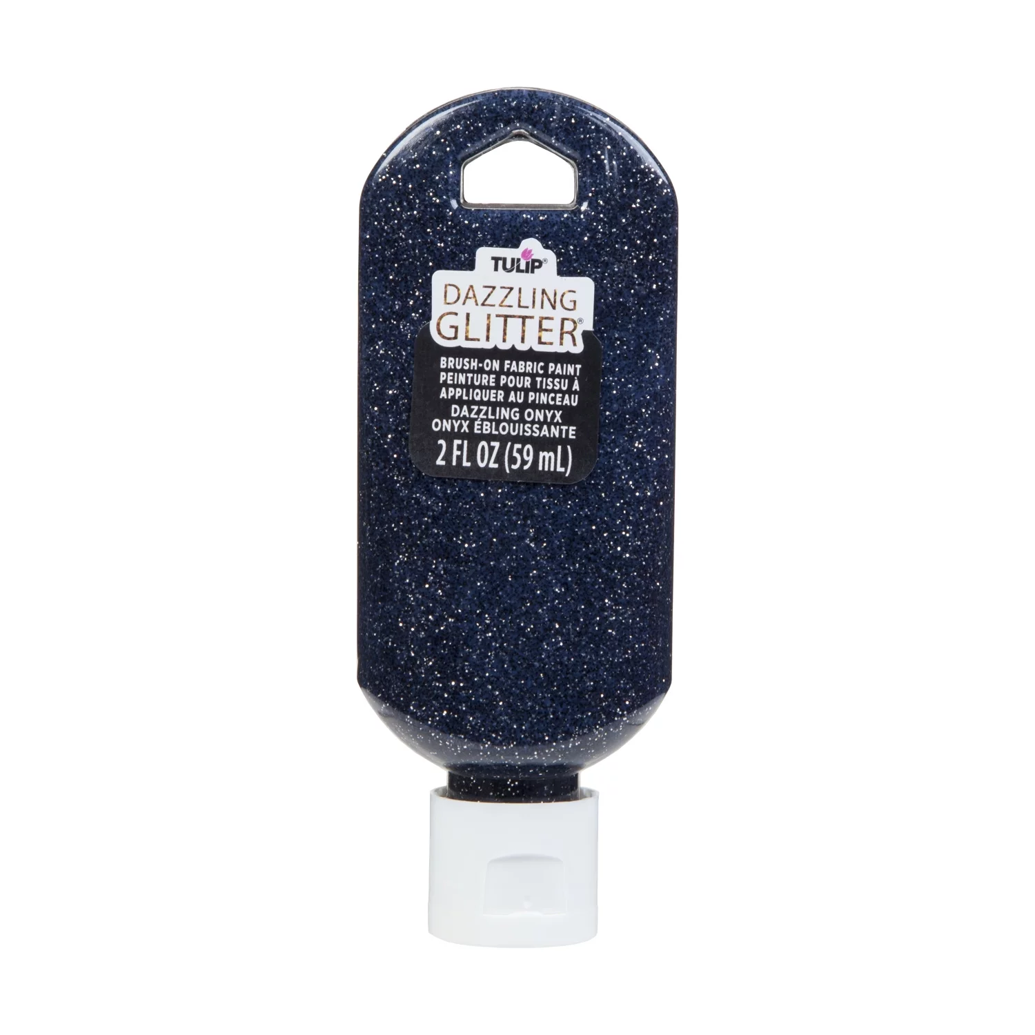 Tulip Dazzling Glitter Brush-On Fabric Paint 2 fl oz Dazzling Onyx