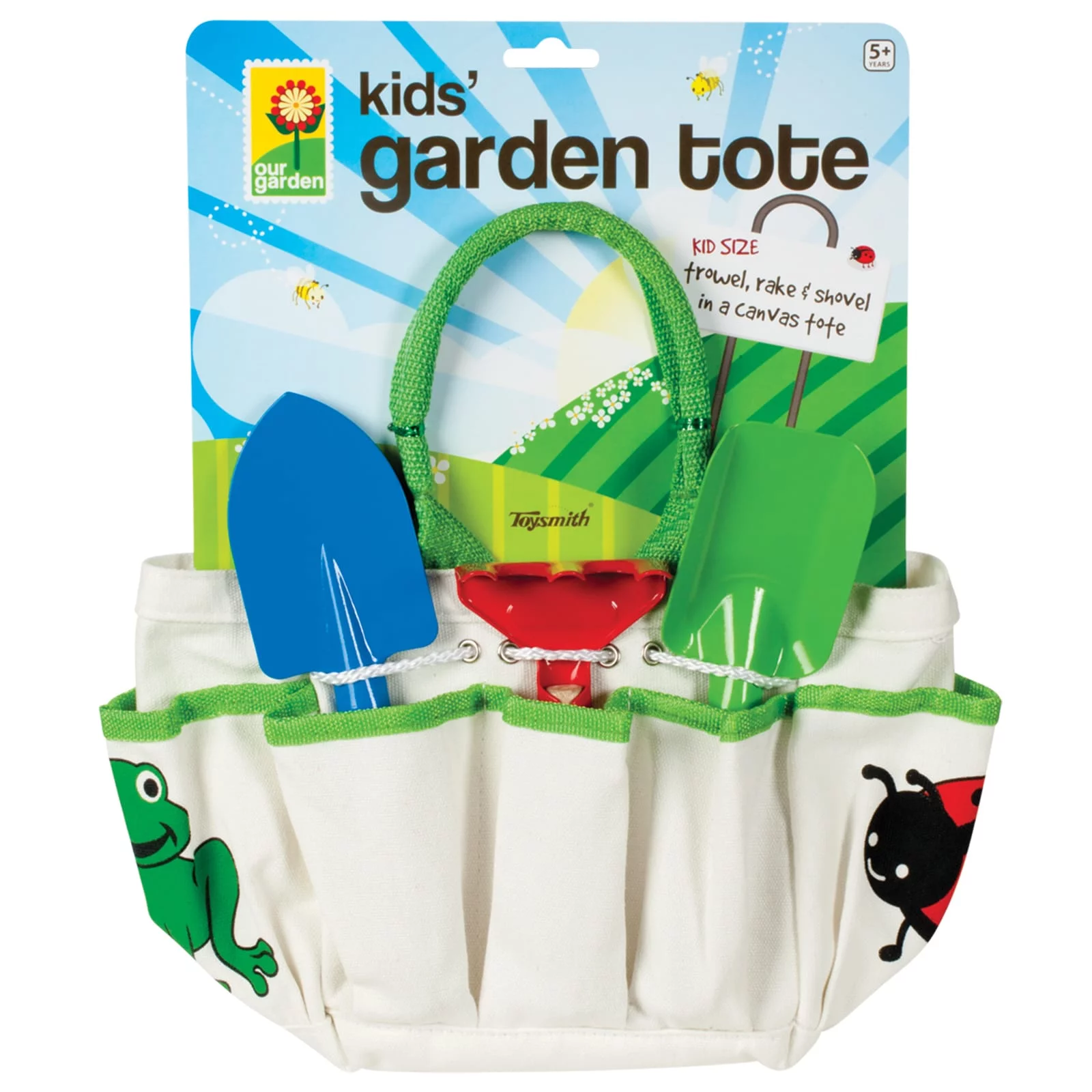 Toysmith Kids' Garden Tote with Trowel, Rake and Shovel