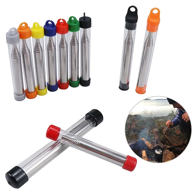 Fire Blower Pipe Collapsible Retractable Stainless Steel Blow Tube Campfire