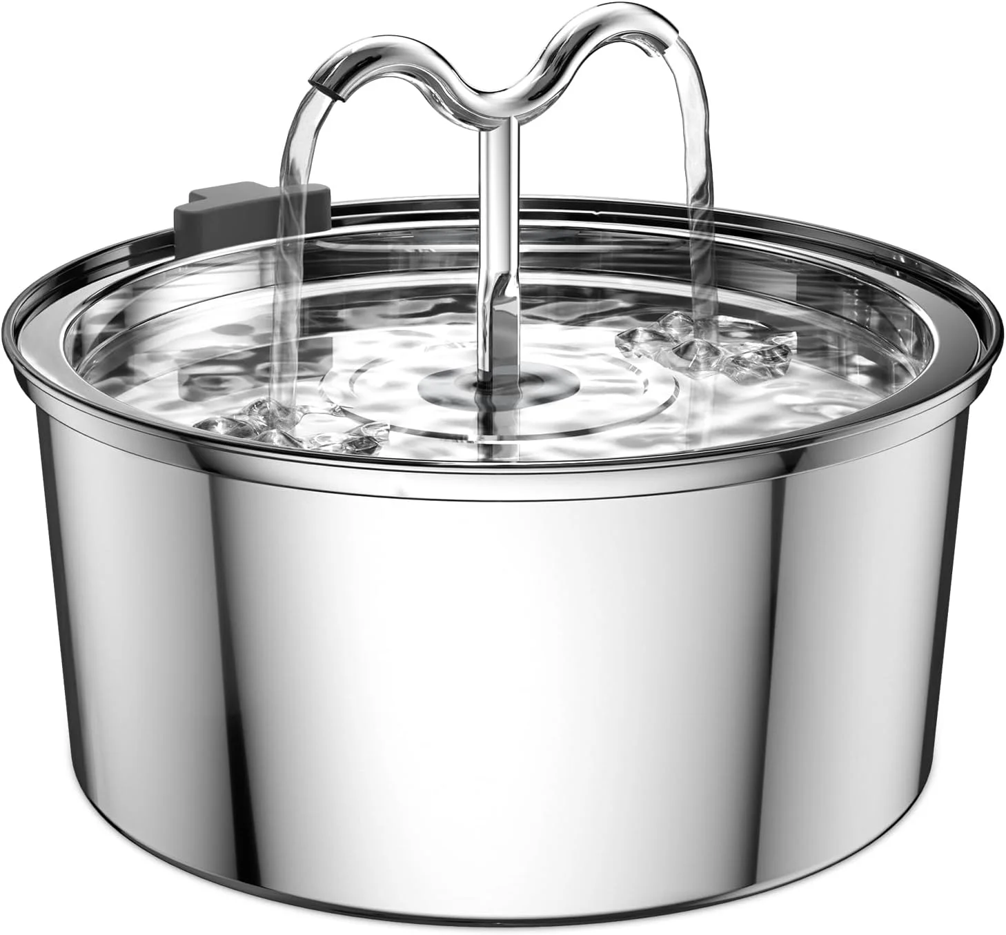 Cat Fountain, 3.2 L/12 Oz Stainless Steel Pet Water Dispenser Automatic Metal Dog Drinking Fountain Water Bowl with Replacement Filter Ultra Quiet Pump