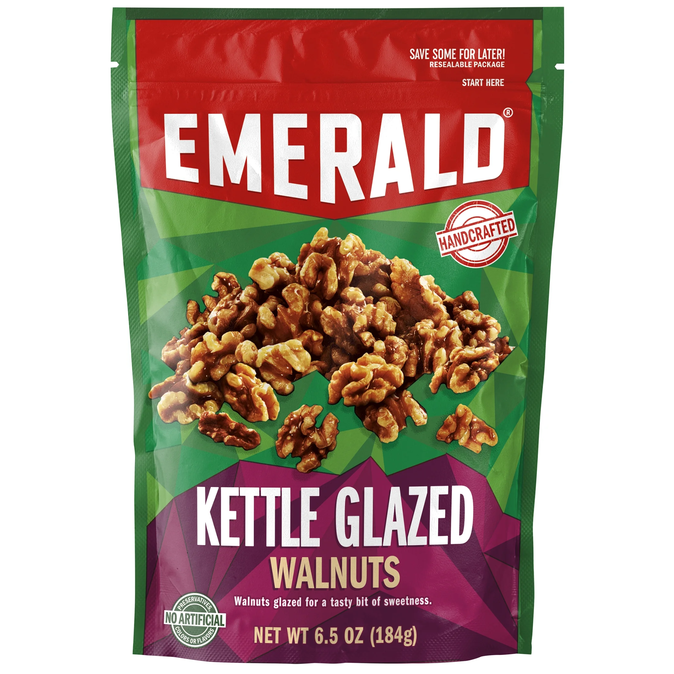 Emerald Glazed Walnuts, 6.5 oz, Resealable Bag (Pack of 2)