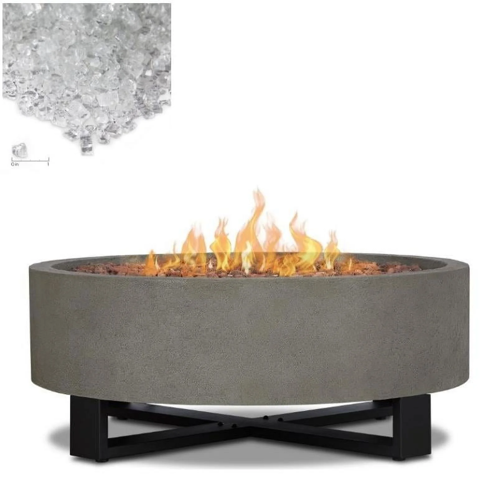 Home Square 2-Piece Set with Fire Bowl for Outdoors and Fire Glass