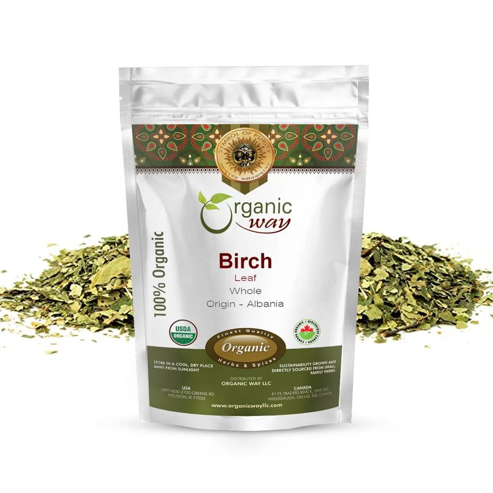 Organic Way Birch Leaf Whole (Betula Pendula) | Herbal Tea - European Wild-Harvest | Organic & Kosher Certified | Raw, Vegan, Non GMO & Gluten Free | USDA Certified | Origin - Albania (1/2 lbs / 8 oz)