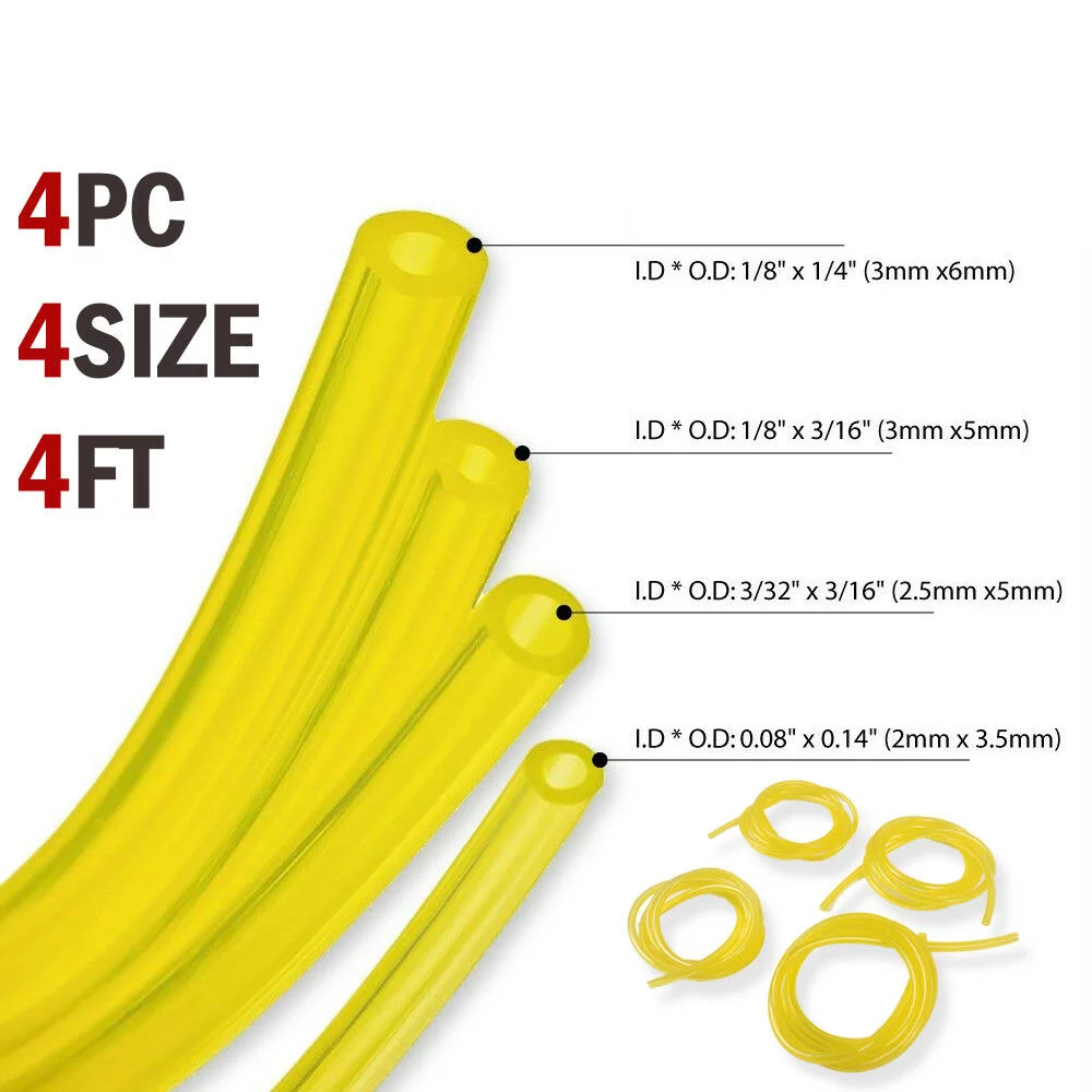 4 Size Fuel Line Hose Petrol Tubing Chainsaw Common for Poulan Weedeater 2 Cycle