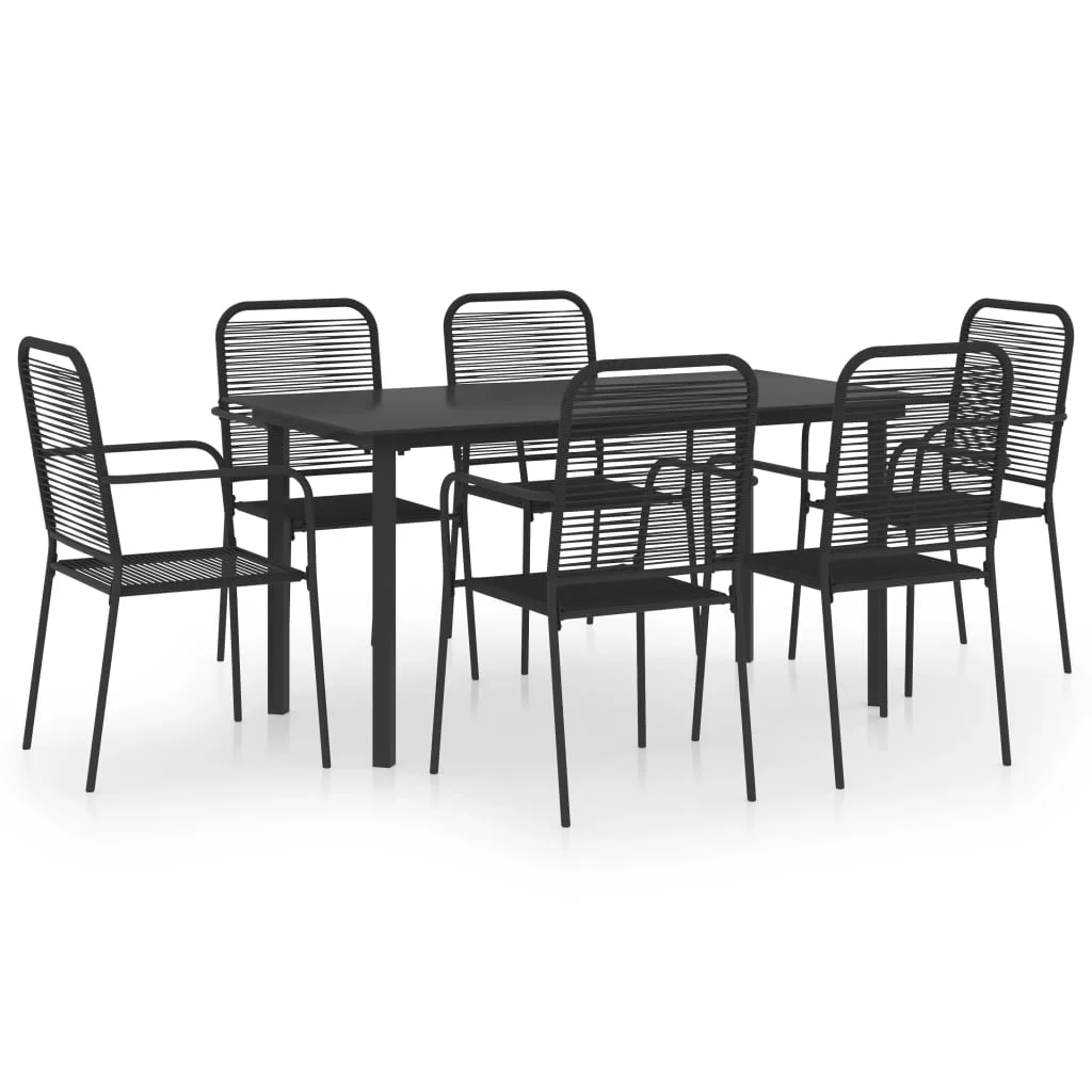 Andoer parcel,Patio Furniture Set Table And 7 Piece Patio Set And Steel Patio Balcony Poolside Furniture And 6 Chairs Frame Cotton Rope Ciadaz Zeyuan Vidaxl 7-piece