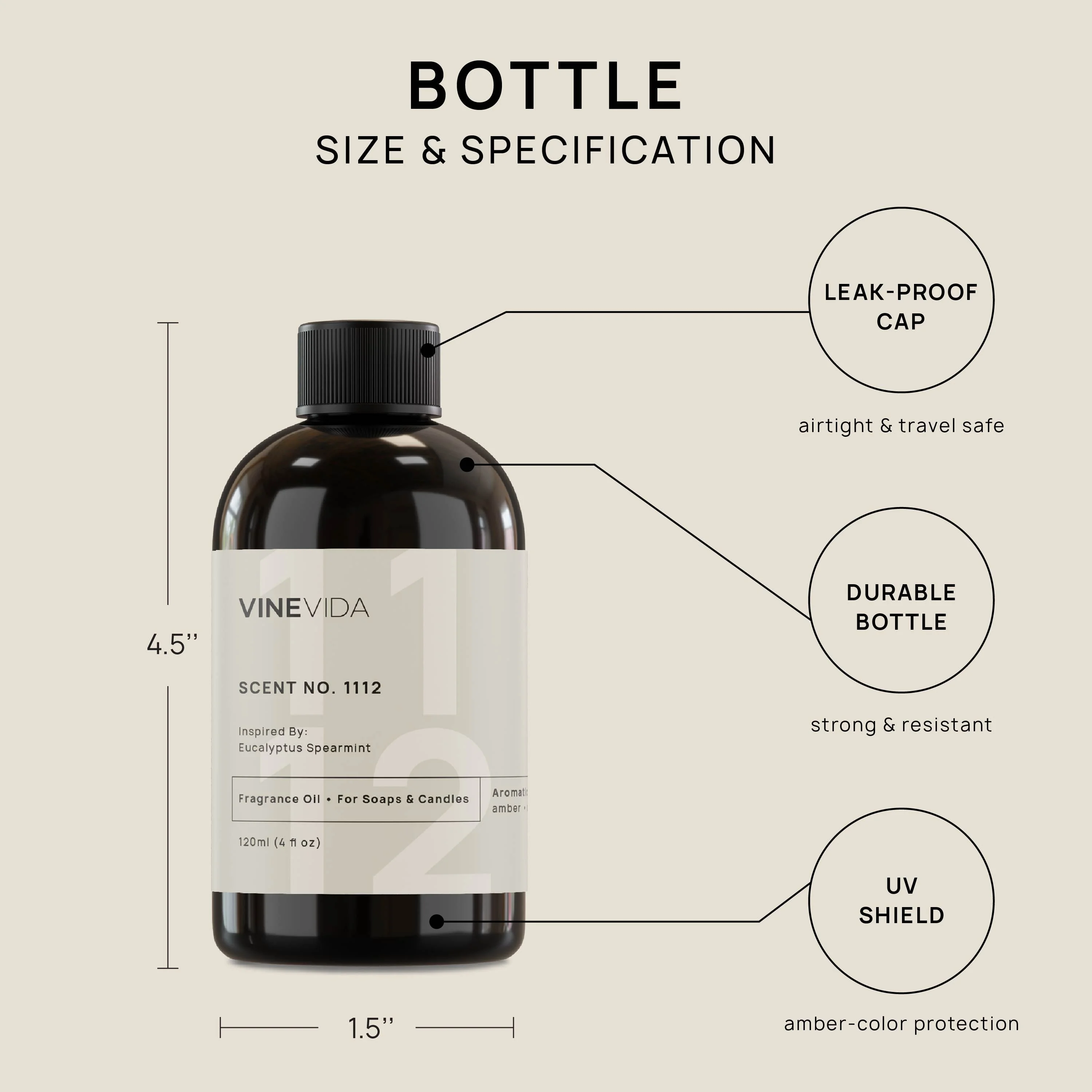 VINEVIDA Scent NO. 1112, Inspired By: Eucalyptus Spearmint Fragrance Oil, 4 Fl Oz