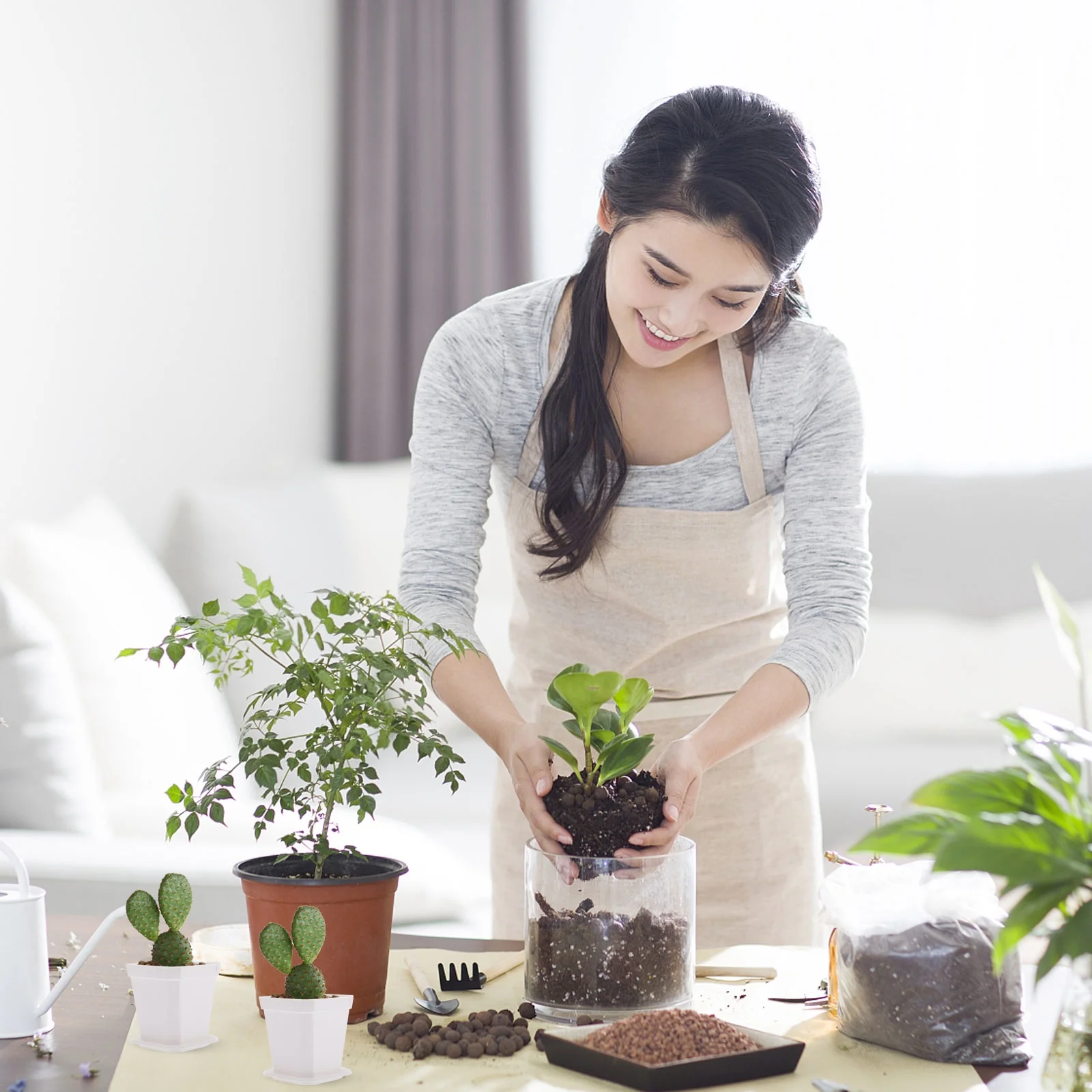 House Plant Pot Garden Things Seedlings Pots Nursery Stuffed Flower Sowing Accessory Outdoor Planter White Abs 10 Sets