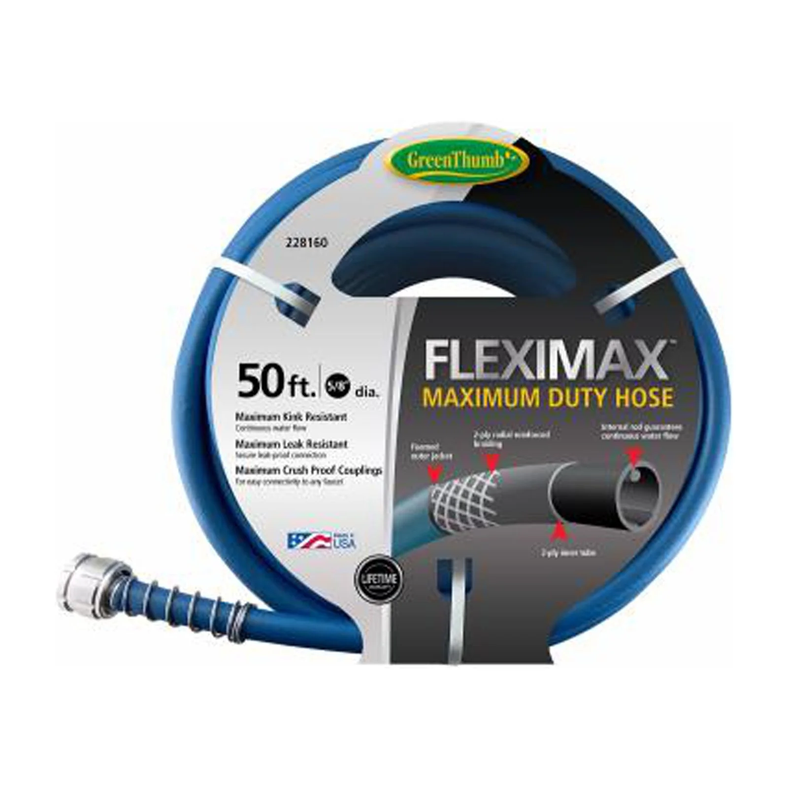 Green Thumb GTFM5850V2 FLEXIMAX Garden Hose, Max Duty, 5/8-In. x 50-Ft. - Quantity 1
