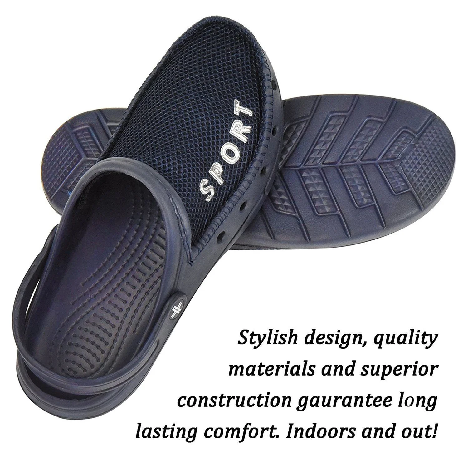 Roxoni Men's Waterproof Rubber Clog Sandals with Mesh Upper -sizes 8 to 12 -style #1266