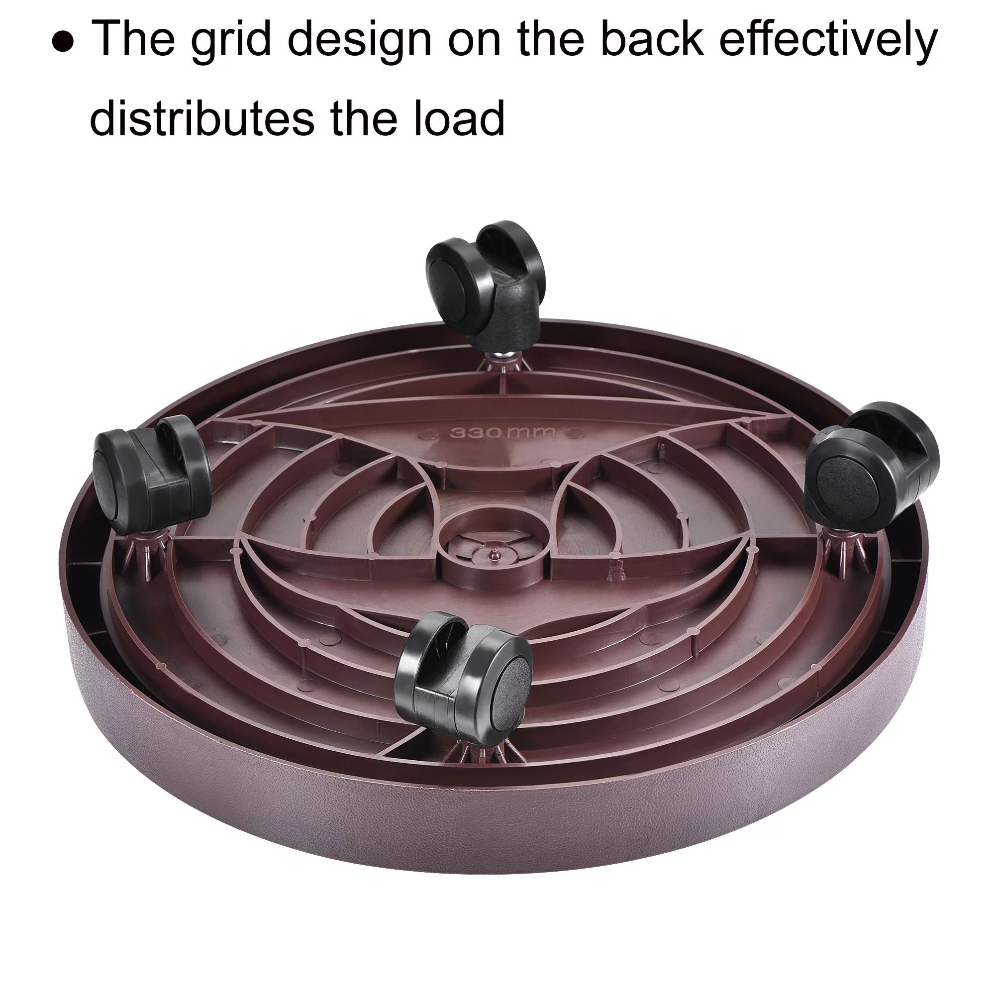 Unique Bargains Plant Pallet with Wheel Round Plastic Rolling Flowerpot Dolly