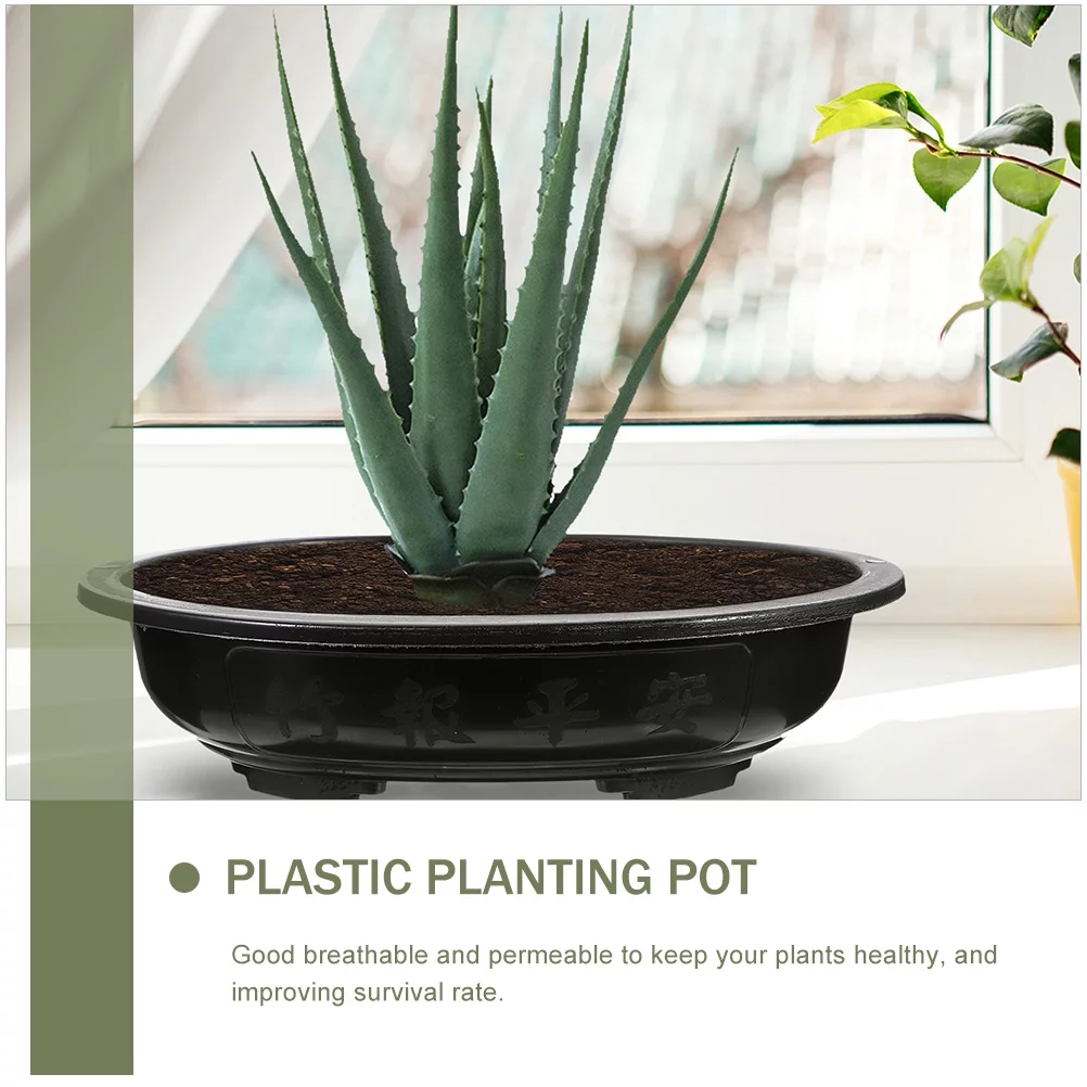 4Pcs Bonsai Flowerpot Household Oval Bonsai Pot Plastic Flower Pot Gardening Bonsai Container