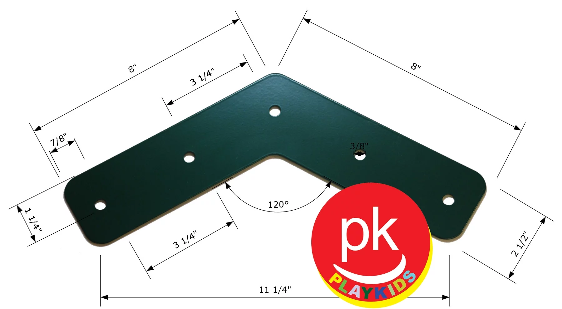 Playkids® L Bracket 120° Swing Set Play Set Hardware Monkey Bar or Ladder Playground Jungle Gym.  Wood Roof 120° uses 40% on Wood